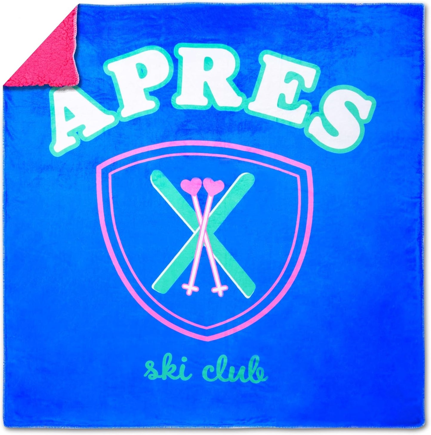 iscream + Theme NYC Silky Soft Fleece and Cozy Sherpa 56" x 60" Reversible Throw Blanket - Apres Ski Club