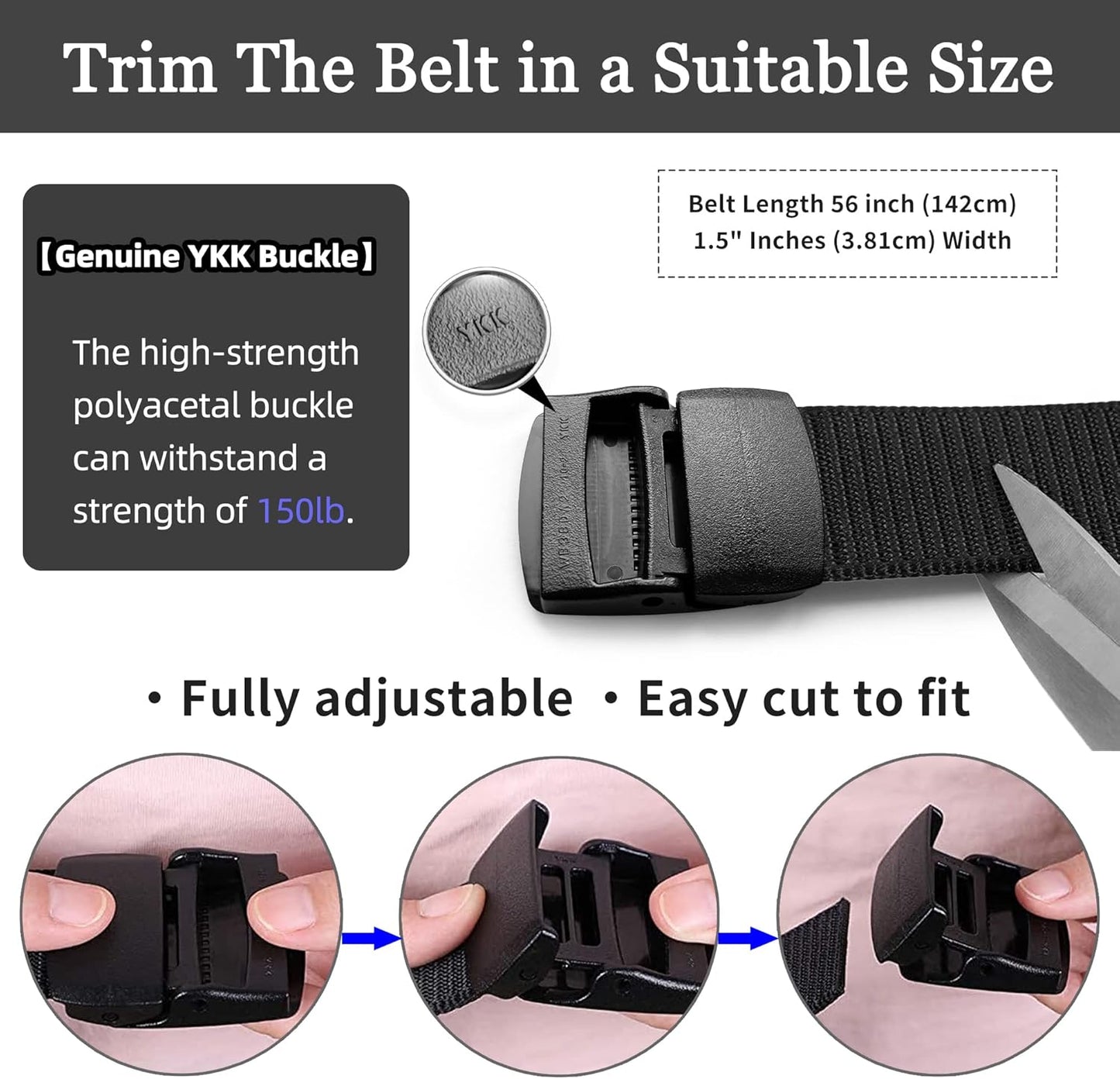 Mile High Life Nylon Web Belt Outdoor Military Belt With TSA Safe Plastic Buckle Belt