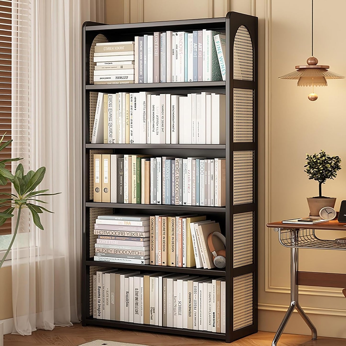 Freestanding Corner Bookshelf & Narrow Display Rack, 28x152.4cm Brown Bookcase for Small Spaces, Modern Shelving Unit for Bedroom & Office