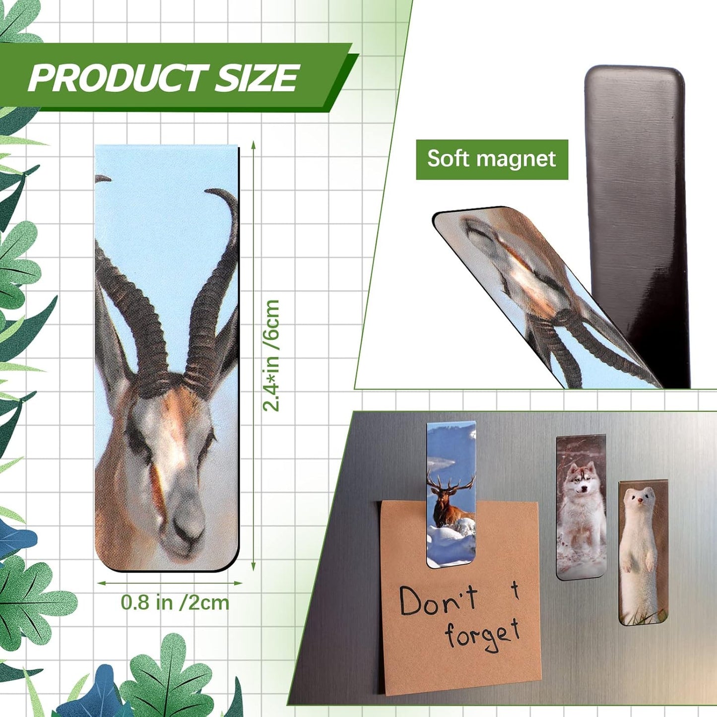 30 Pcs Animal Magnetic Bookmarks for Kids, Cute Wild Animal Bookmarks for Book Lovers, Boys Girls Magnet Page Clip Marker Multiple Patterns for Kids Students Reading School Library Supplies
