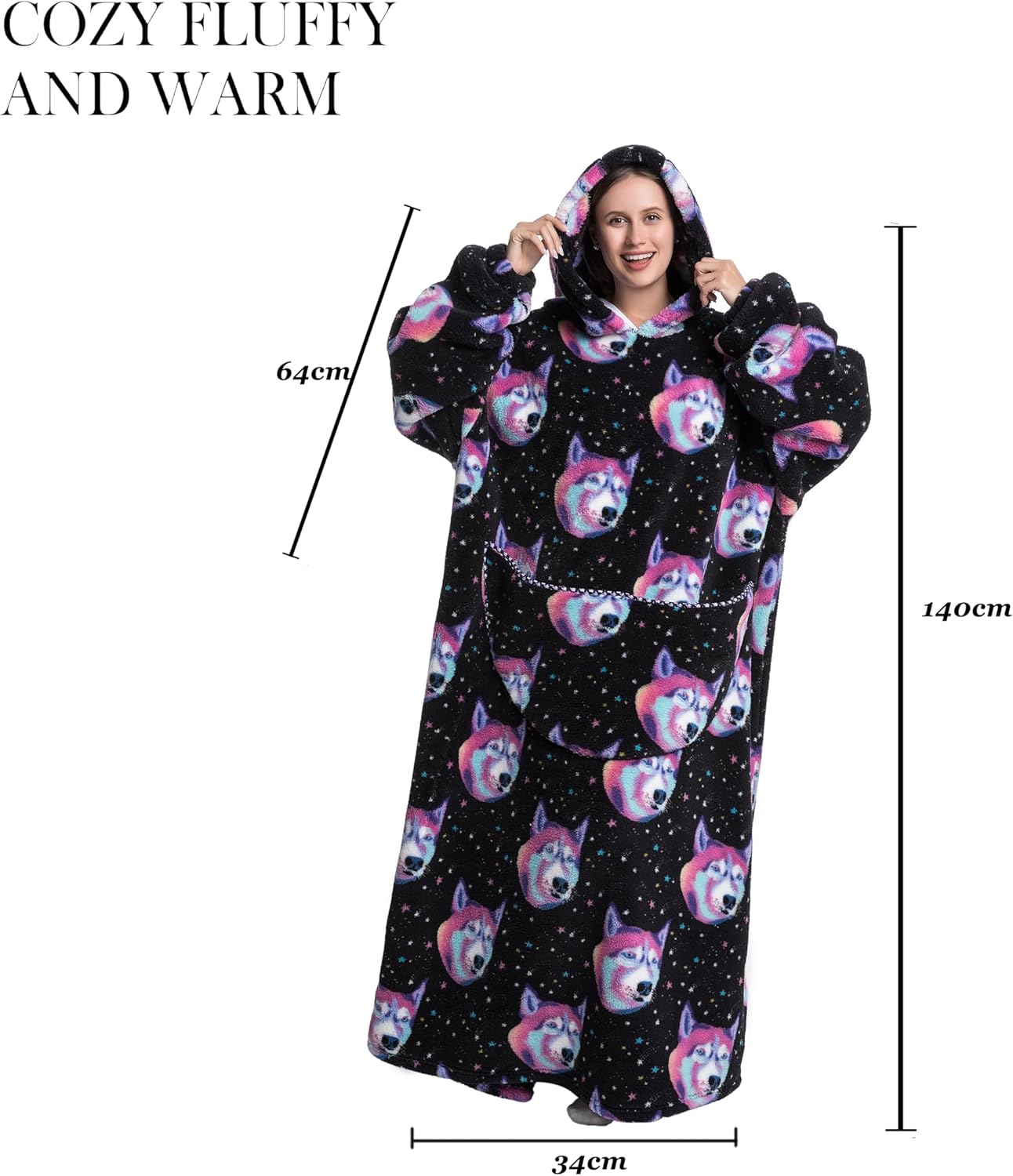 Blanket Hoodie, Long Hooded Blanket Sweatshirt as Birthday Gifts for Women Men, Long Wearable Blanket for Women Men.