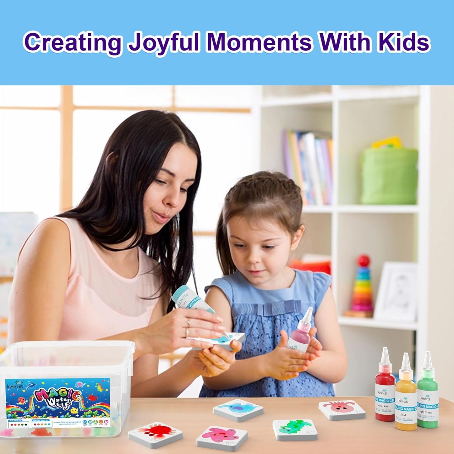 Kiditos Magic Water Elf Toy Kit for Kids, Make Your Own Magic Water Pets, DIY Sensory Craft Kit with 10 Magic Gels & 6 Molds, STEM Science Activity, Party Favors & Birthday Gifts for Kids Ages 3+