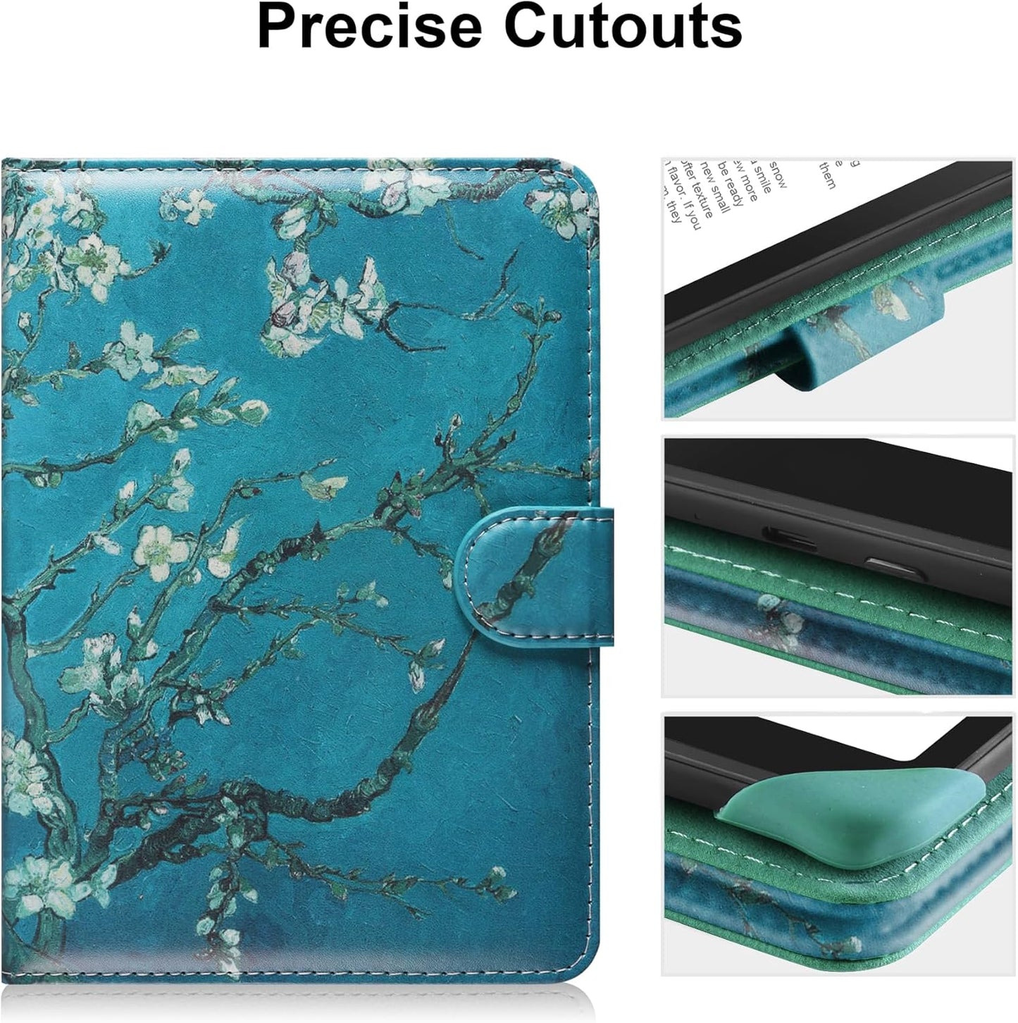 Universal Case for 6-inch Kindle eReader Compatible with Kobo/Voyaga/Pocketbook/Tolino E-Book Reader,6'' eReader Protective Cover with Built-in Card Slot,Flower