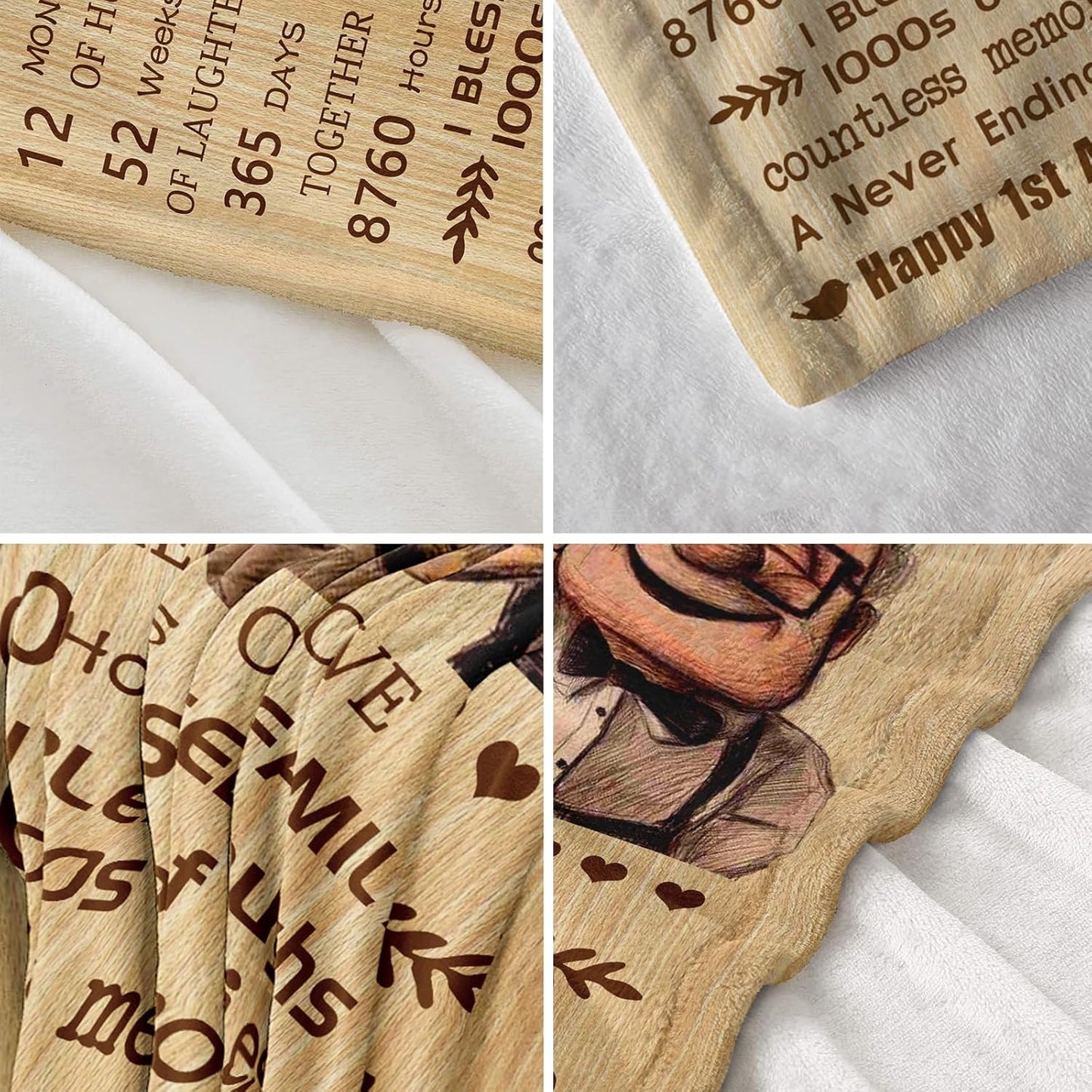 1st Anniversary Blanket Gifts for Couple, one Year Anniversary Blanket Gifts 60’’x50’’, First Wedding for Husband/Wife/him/her, Best Gifts for 1st Marriage Wedding Anniversary
