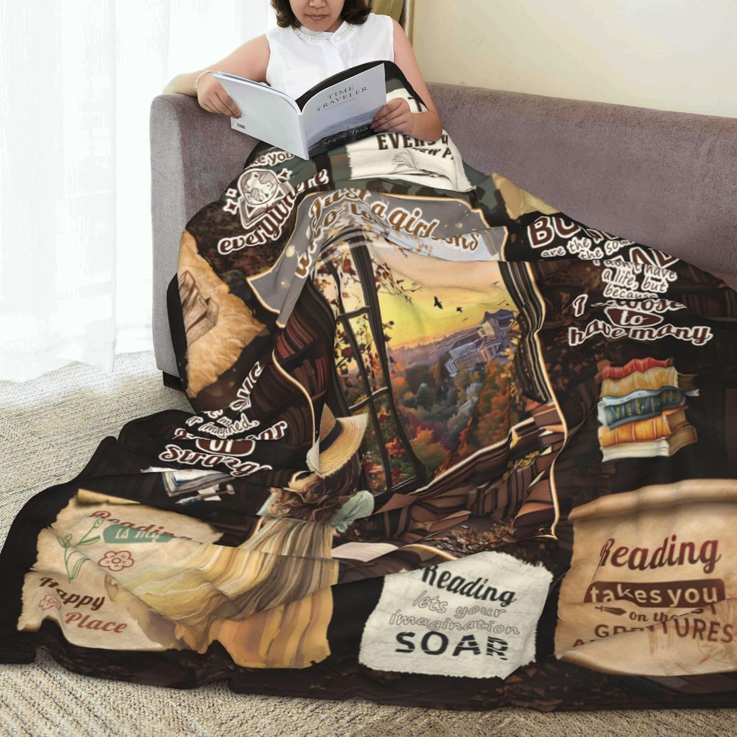 Book Lovers Gifts for Girl, Reading Gifts for Readers, Reader's Blankets 60"X 50", Book Club Gift for Bookish or Librarian, Bookworm Present on Birthday Christmas Day or Graduation