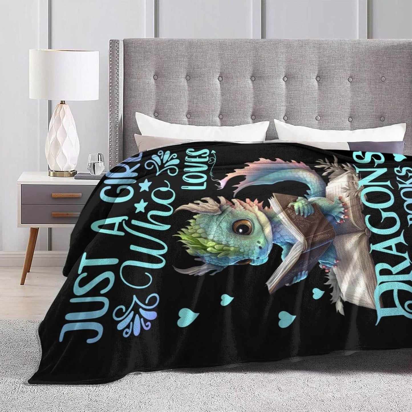 Dragon Blanket for Women Men, Cute Dragon Themed Design Printed Throw Blankets for Teens Adults Lap, Chair Sofa, Warm Soft Cozy Blanket, 50"x 60"