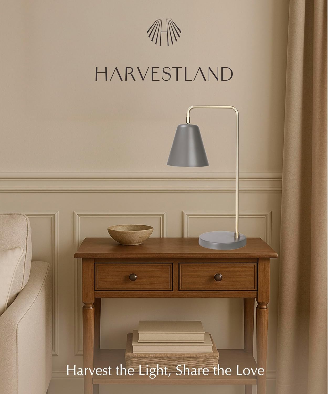 HarvestLand Steady Silver Reading Lamps for Bedside Table – Adjustable Industrial Table Lamp with Solid Base, Lamp for nightstand, Desk Lamp Home Office, Mid Century Modern Reading Lamp Style