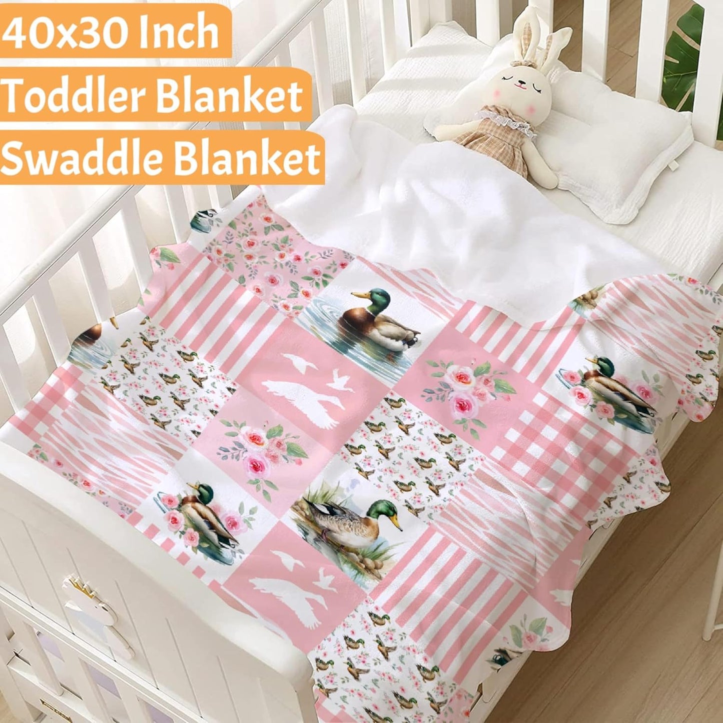 Mallard Duck Blanket, Wild Animal Duck Pattern Throw Soft Fuzzy Flannel Blanket for Bed Couch Sofa Home Decor 50"x40" for Child