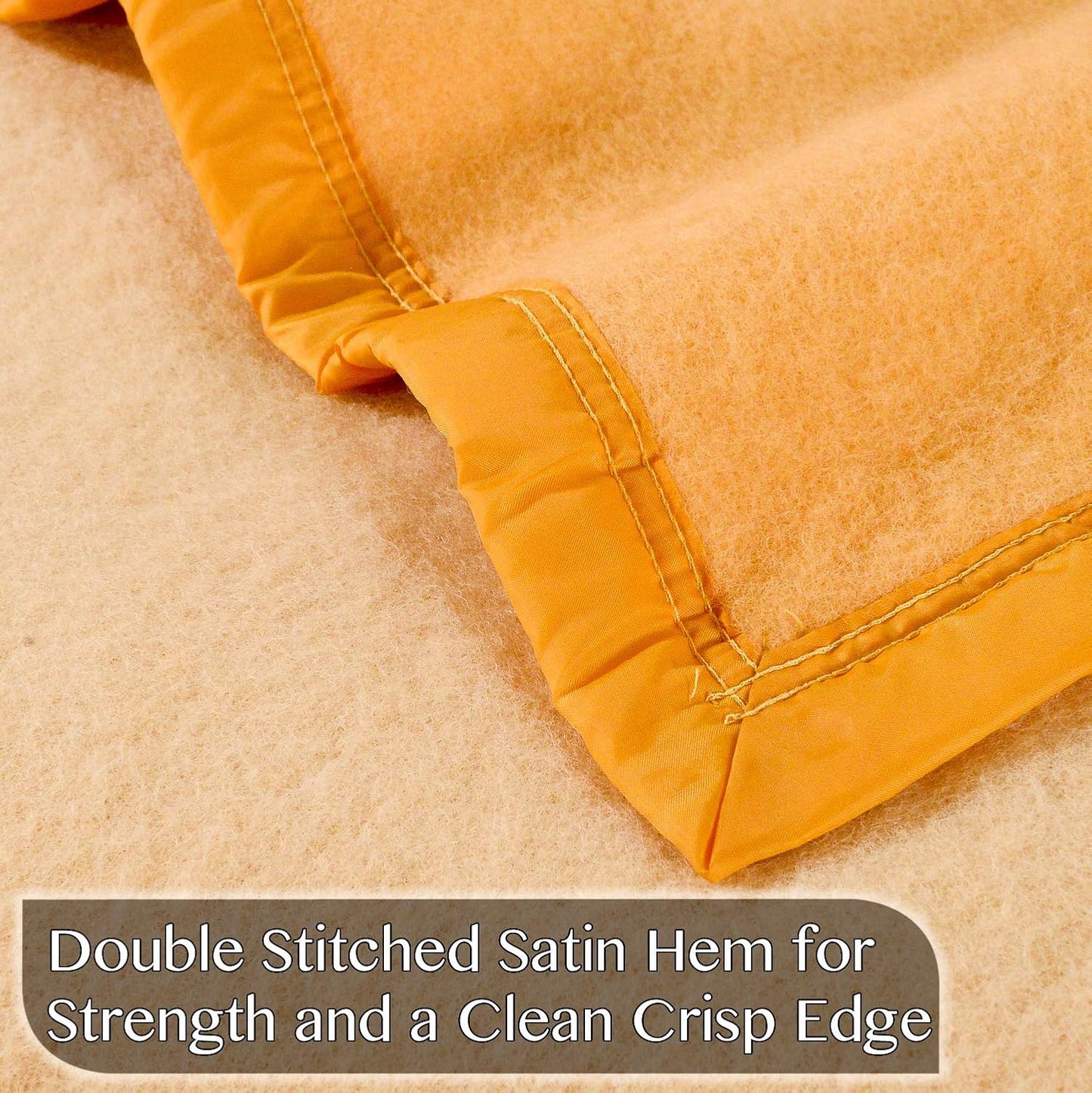 Poyet Motte Aubisque 500GSM Heavyweight 100-Percent Wool Blanket, Maise/Natural (Full/Queen Size)