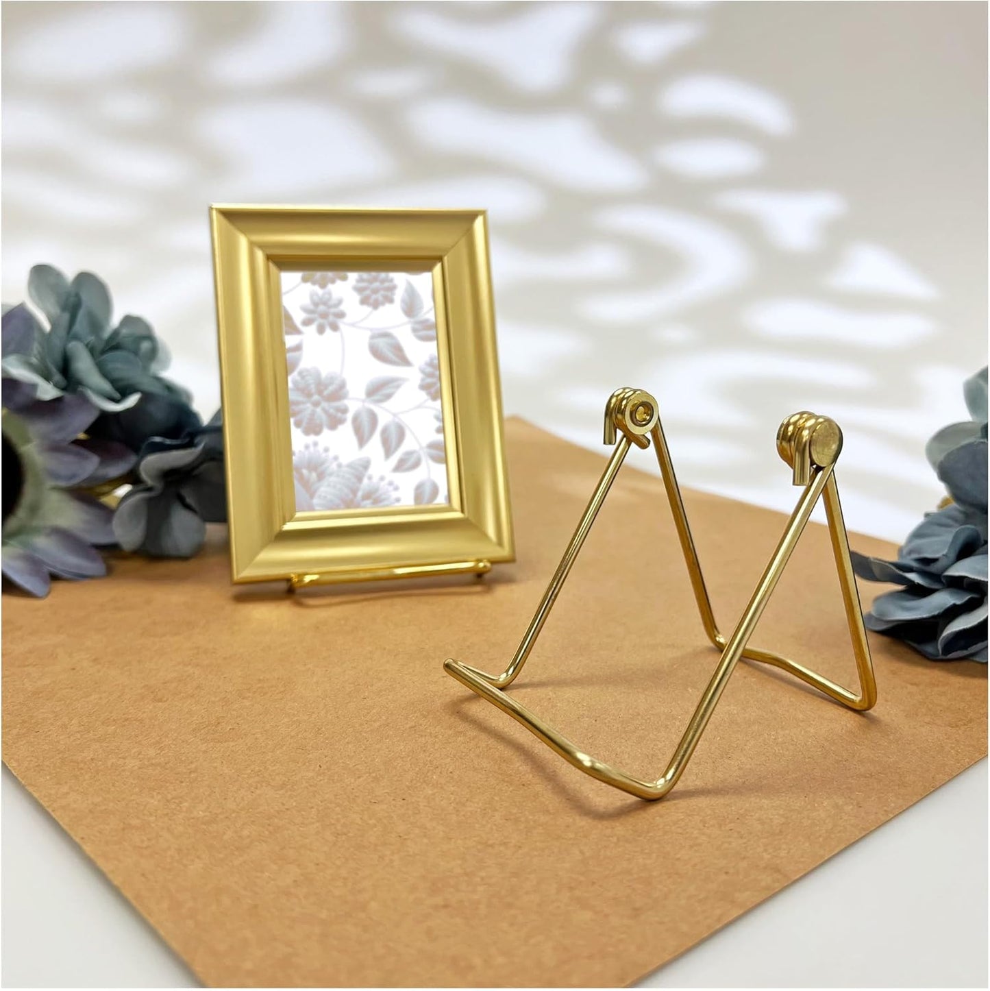 Bard's Folding Gold-toned Wire Easel Stand, 3" H x 2.75" W x 3" D