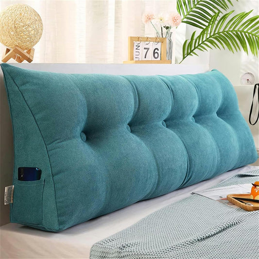 AMNOOL Triangular Reading Bed Rest Pillow Large Bolster Cushion Headboard Backrest Wedge Pillow Adult Shoulder Lumbar Support for Dorm Room Daybed Full Size, Queen(59Inch)