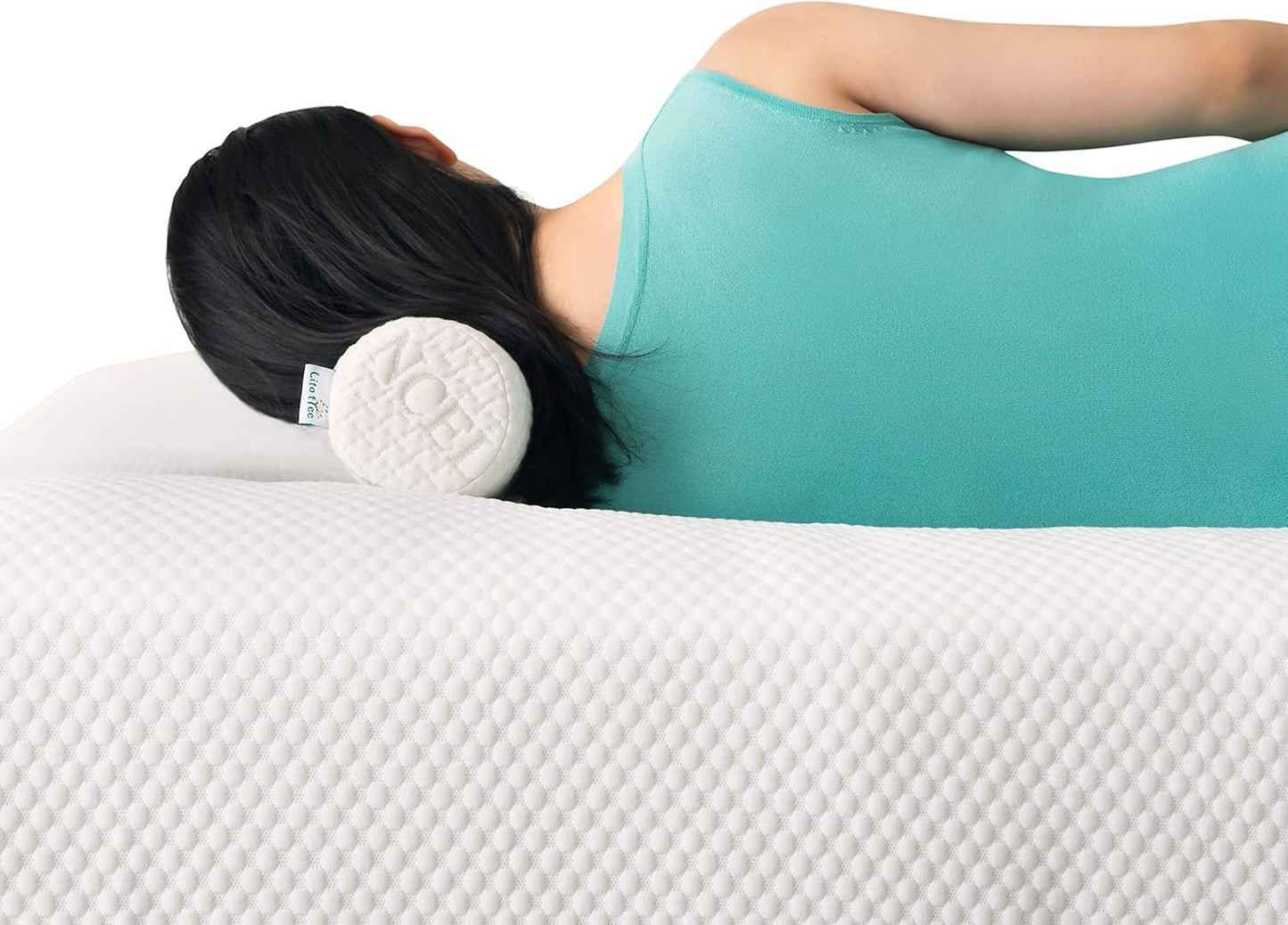 Support Neck Roll Pillow - Cervical Bolster with Comfort Memory Foam Support for Spine, Neck, Back, Lumbar - Removable Washable Soft Cover- 18 x 4.5 inch for Stress Pain Relief