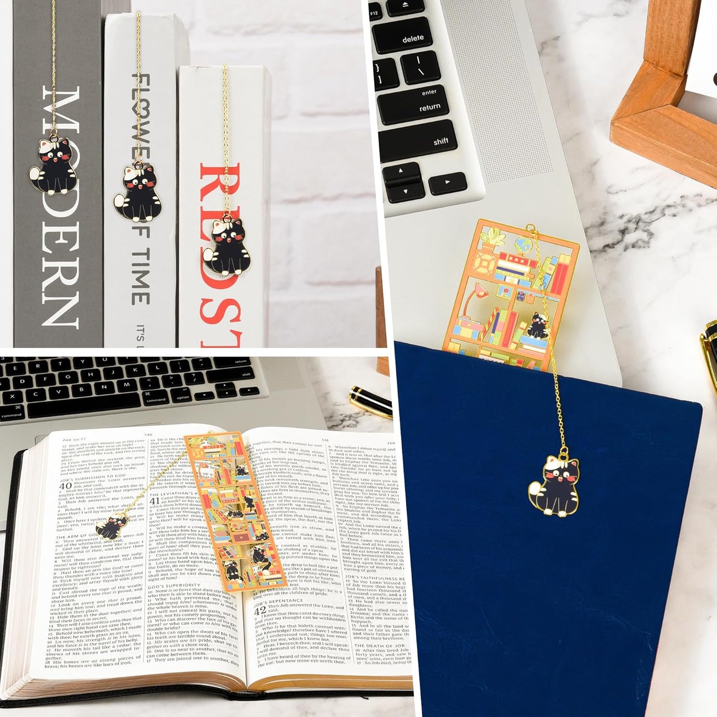 Black Cat Metal Bookmark with Charm and Gift Box, Bookmarks for Women, Reading, Book Mark Gifts for Cat Lover, Teacher, Graduation, Reader, Book Lover, Friends, Bestie, Mom, Dad