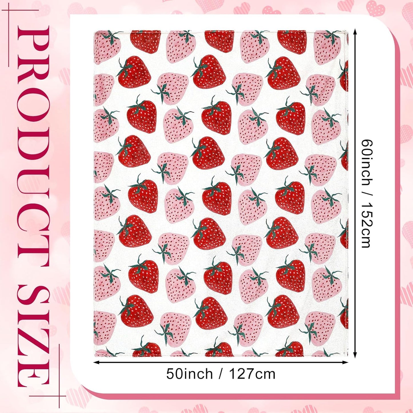 Tranqun 3 Pcs Strawberry Throw Blankets for Homeless Donations Winter Fuzzy Blanket Bulk Fruit Pattern for Donations Bed Couch Sofa Home Camping Wedding Gifts