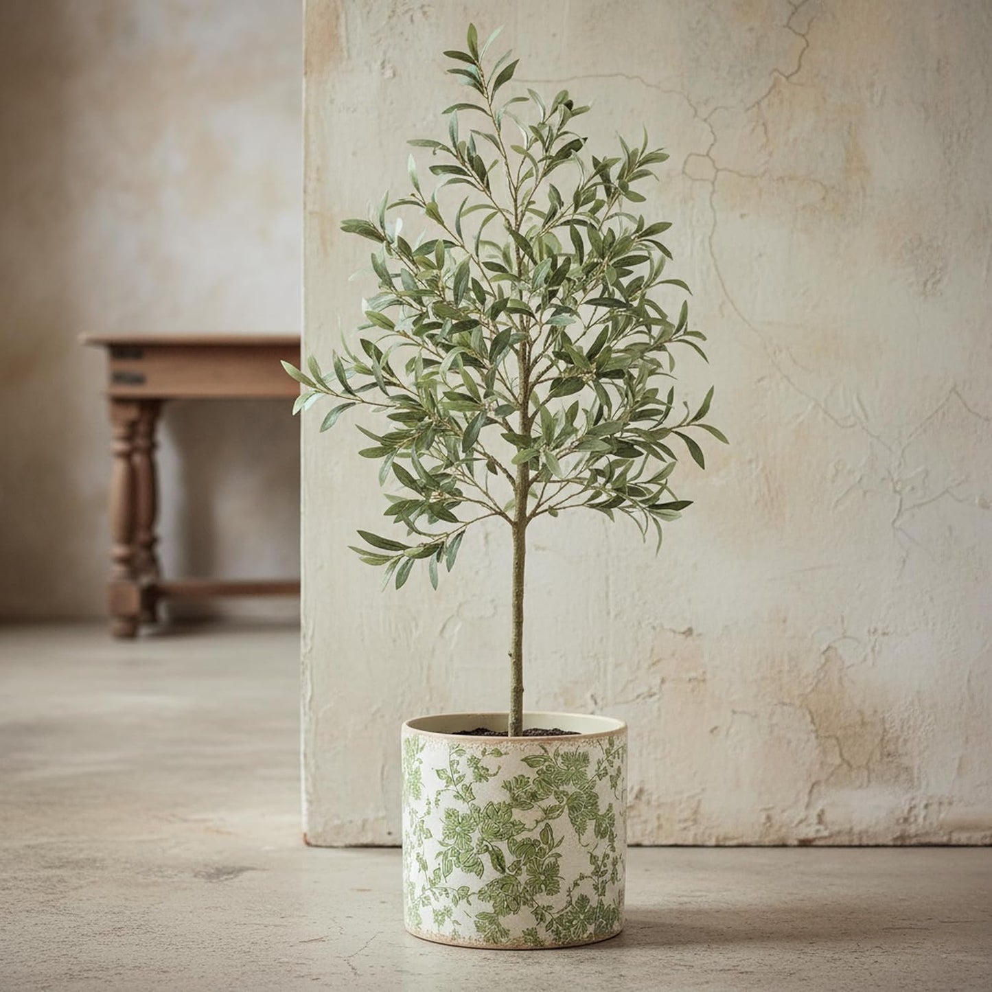 7.7" Large Green Plant Pots, Flower Pots w/Drainage, French Country Farmhouse Pots for Plants, Tree Pot for Olive & Money Tree, Garden & Home Decor, Gifts for Women,Indoor/Outdoor Planter