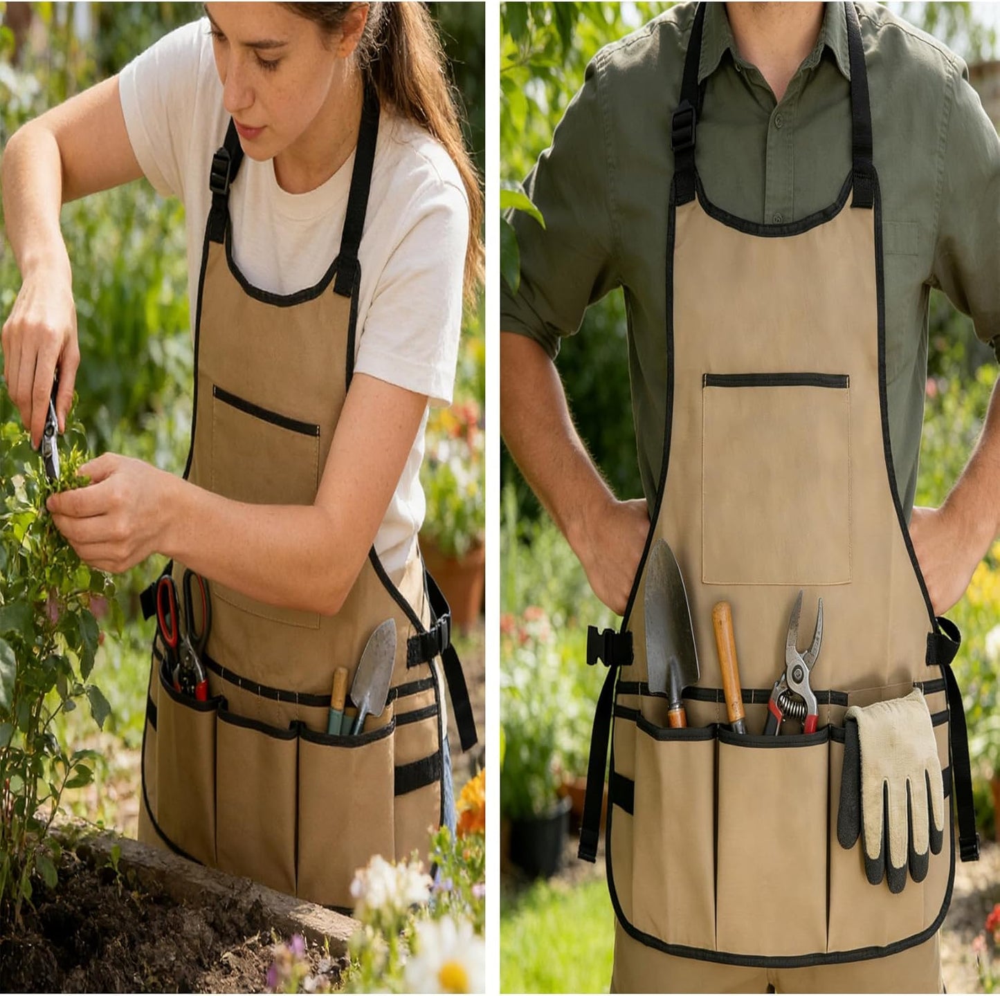 Work Tool Aprons for Men Women Waterproof Garden Apron with Pocket Torso Length Canvas Apron for Planting Woodworking