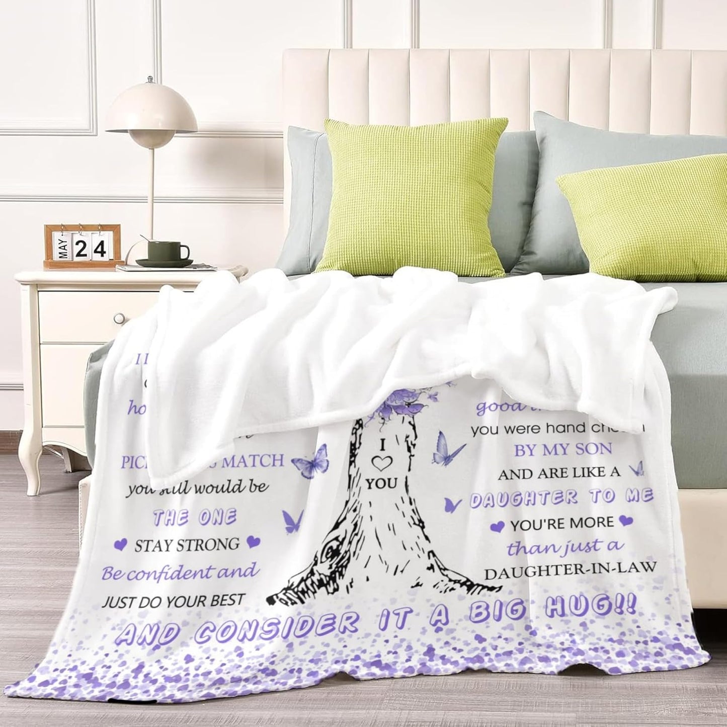 Daughter in Law Gifts from Mother in Law, Birthday Gifts for Daughter in Law, Unique Purple Women Throw Blanket Gift for Wedding Christmas, Super Soft Warm Blanket 60"X50" for Couch Bedroom Livingroom