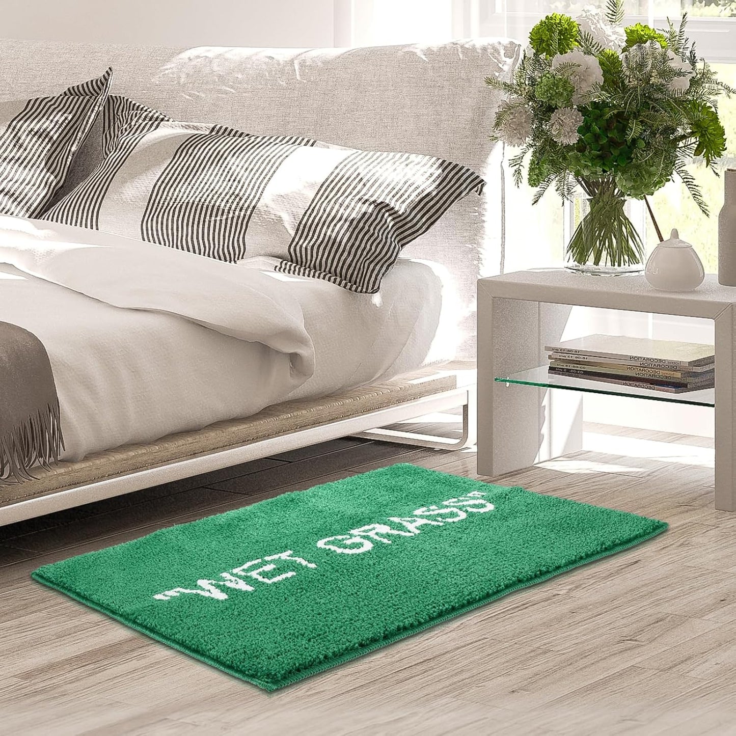 DERMAEX Alivora Wet Grass Rug for Bedroom-Non Slip Wet Grass Carpet for Living Room-Green Grass Rug is Machine Washable Home Floor Mat-Premium Area Rug for Home Decor [31.5 x 23.6]-L8