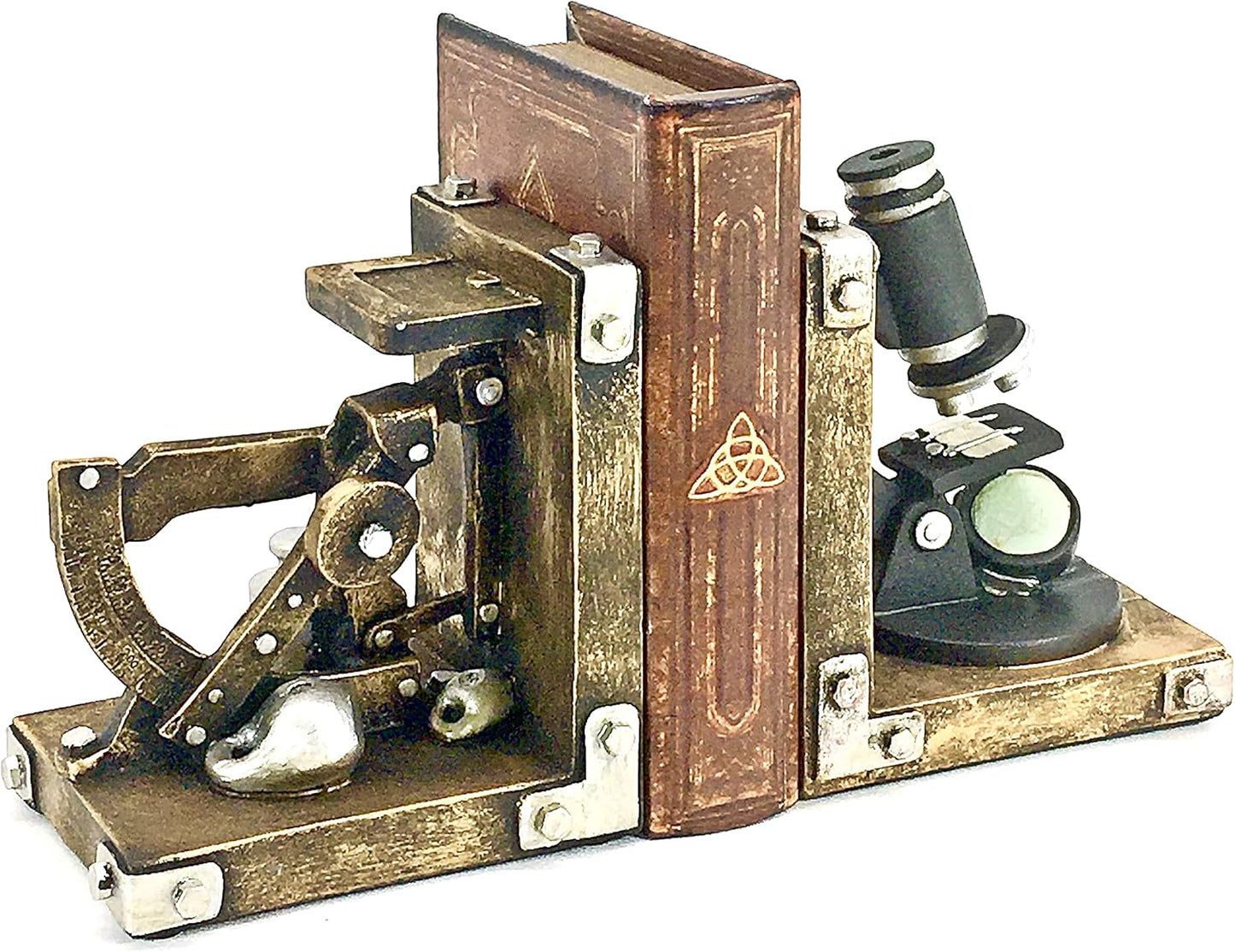 Bellaa 22731 Decorative Bookend Scientist Book Ends Support Bookshelves Science Gift Heavy Duty Non Skid Gold Home Decor 6 Inches