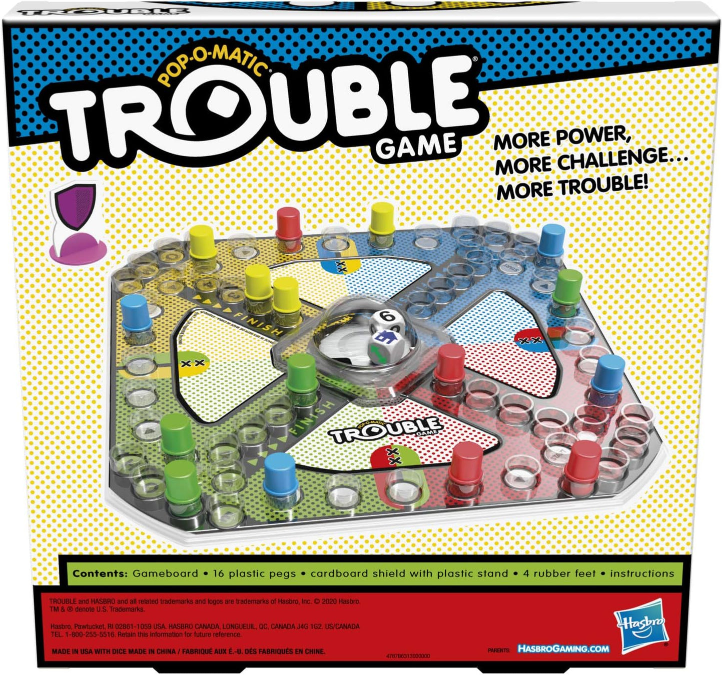 Hasbro Gaming Trouble Board Game, Includes Bonus Power Die and Shield, Family Game for 2-4 Players, Ages 5 and Up (Amazon Exclusive)