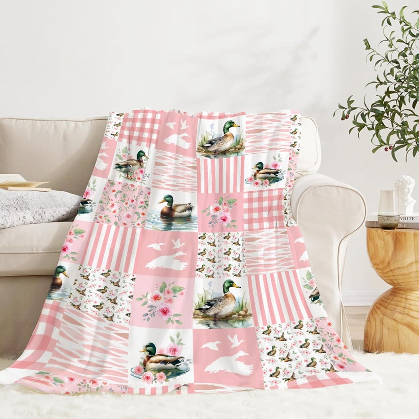 Mallard Duck Blanket, Wild Animal Duck Pattern Throw Soft Fuzzy Flannel Blanket for Bed Couch Sofa Home Decor 50"x40" for Child