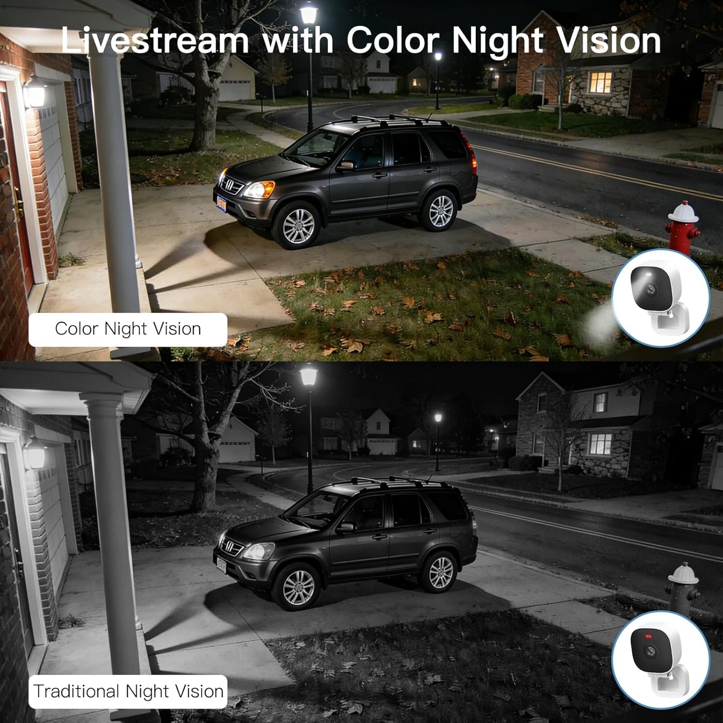 Vimtag Security Camera Outdoor 2.5K, 2.4G/5G Smart Wi-Fi Cameras for Home Security with Color Night Vision, Motion Activated Spotlight/Siren, IP66,2-Way Audio, Support Cloud/512G SD Card Storage,Wired