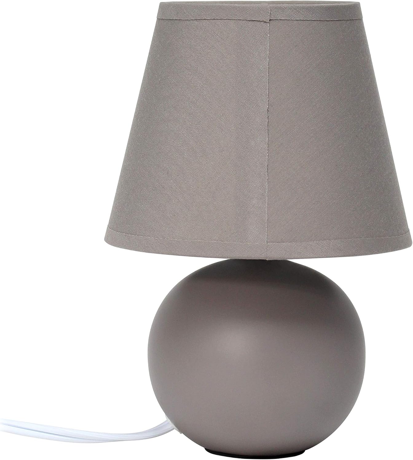 Simple Designs LT2008-GRY Mini Ceramic Globe Table Lamp with Matching Fabric Shade, Gray 5.51 x 5.51 x 8.66