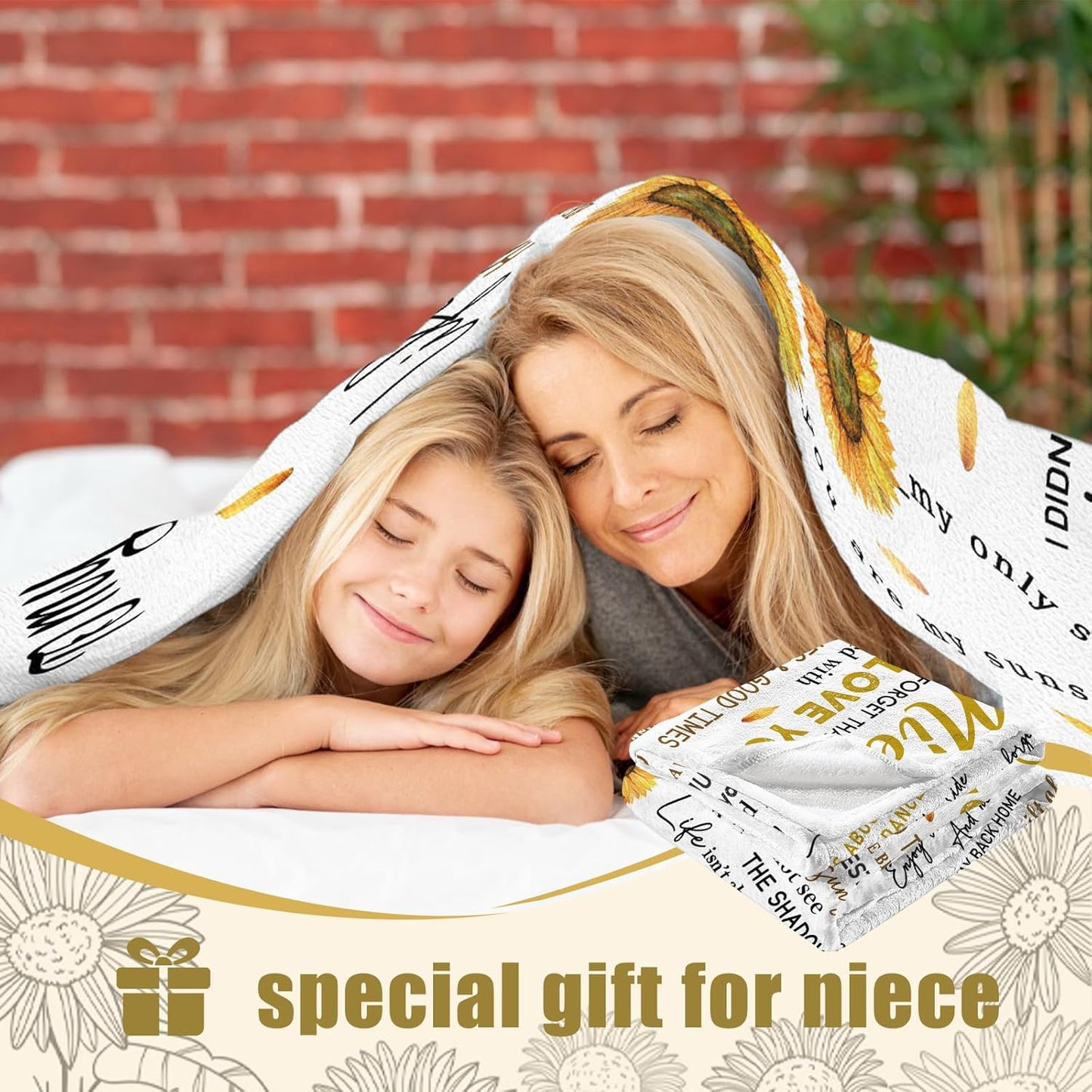 Niece Gifts from Auntie, to My Niece Soft Flannel Blanket 50"x60", Nieces Birthday Gifts for Graduation Thanksgiving Ideas, Sunflower Blanket from Aunt