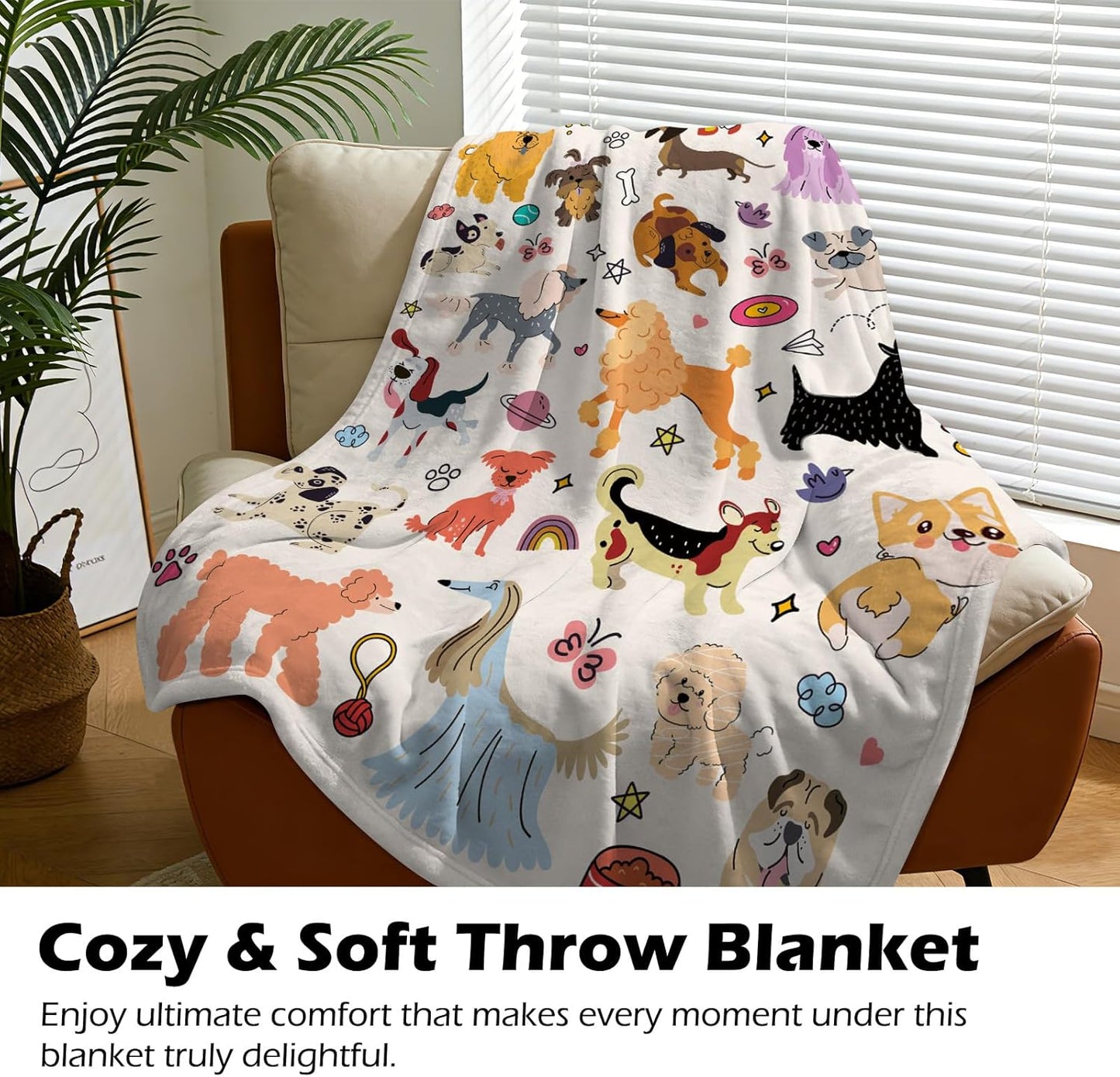 Dog Lover Gifts Blanket 50x60 Inch, Cozy Throw Blanket with Dog Patterns - Soft Fleece Blankets for Couch, Bed, Dogs Themed Home Decor, Gift for Dogs Mom/Dad, Birthday