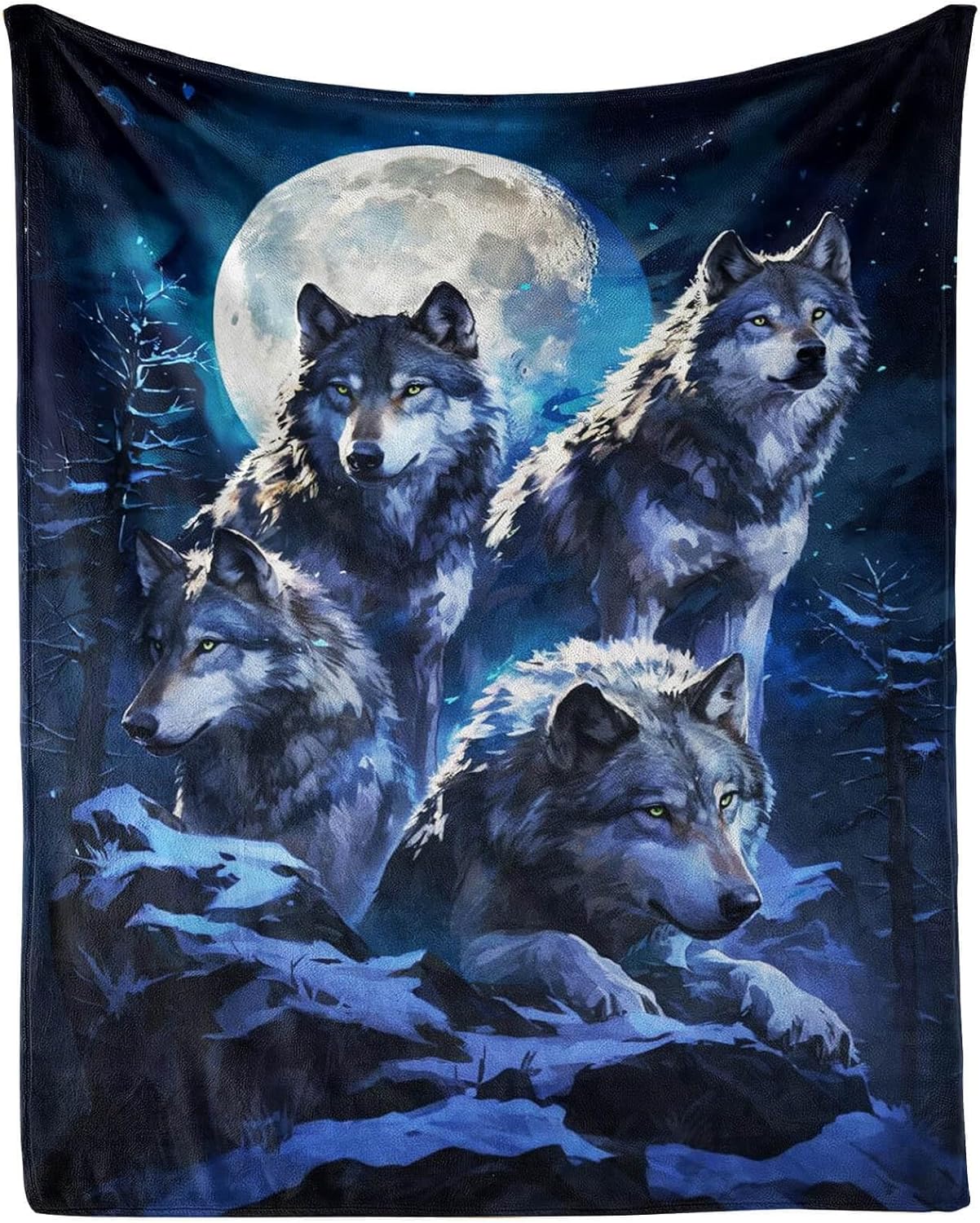 Wolf Throw Blanket - Soft Flannel Wolf Blanket for Teens, Adults, Women, Men - Warm Throw for All Seasons - 70"x50"