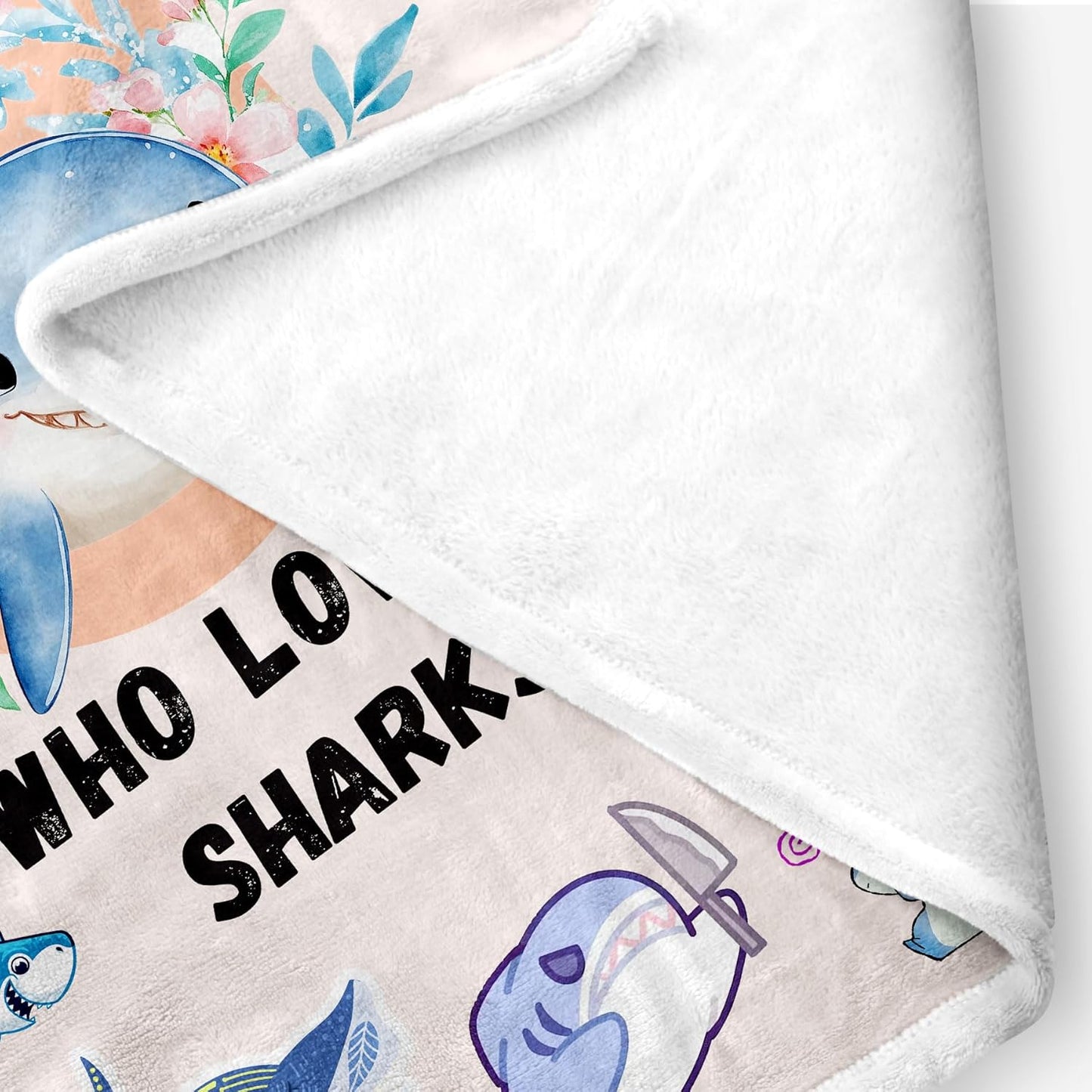 Shark Blanket for Kids Girls Women, Cute Light Pink Sharks Throws Blankets for Shark Lovers, Just a Girl Who Loves Sharks Soft Warm Flannel Blankets for Girls Room, Couch, Sofa Bed Decor, 50X60IN