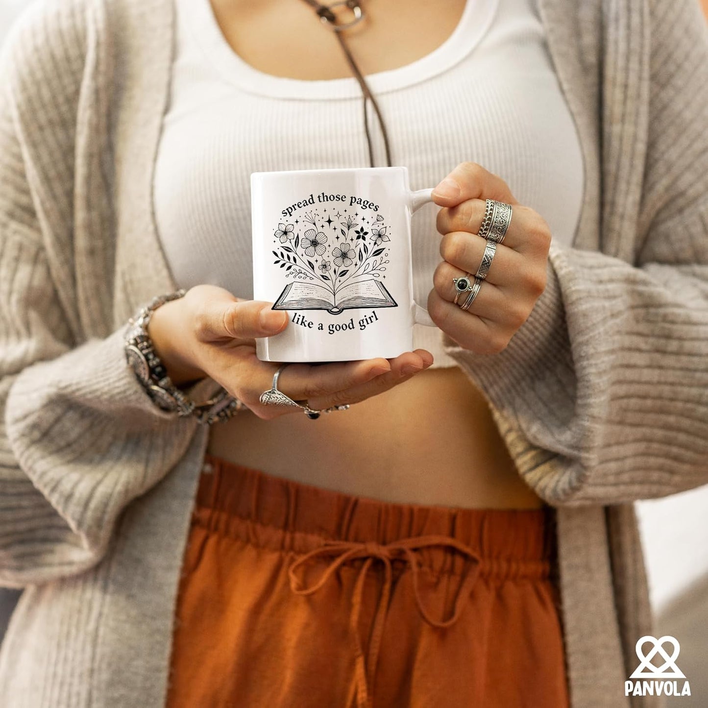 Panvola Spread Those Pages Like A Good Girl Book Lover Gift For Woman Reader Librarian Mug Bookworm Bibliophile Novelty Drinkware Coffee Ceramic Cup 11 oz White