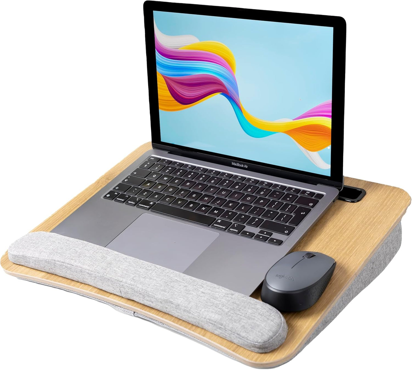 Portable Lap Desk for Laptop with Cushions, Work from Home Solution, Lightweight, Fits up to 15.6 inches Laptop, iPad Tablet and Phone Holder (Medium Size)