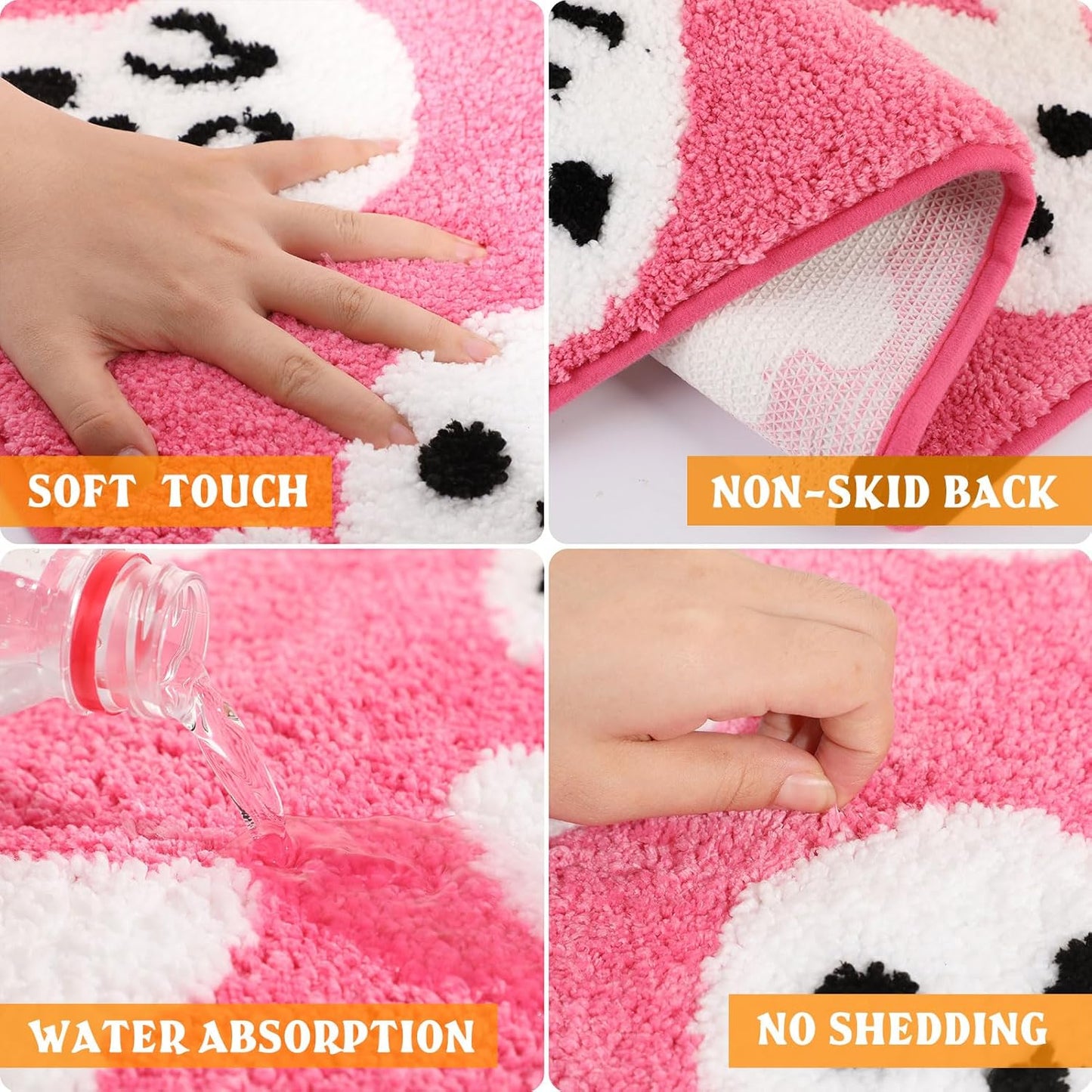 Halloween Bath Mat, Pink Ghost Bathroom Rugs Non-Slip, Soft Absorbent Washable Bath Rug for Shower Floor, Cute Rug for Bedroom Home Decor - Unique Gift