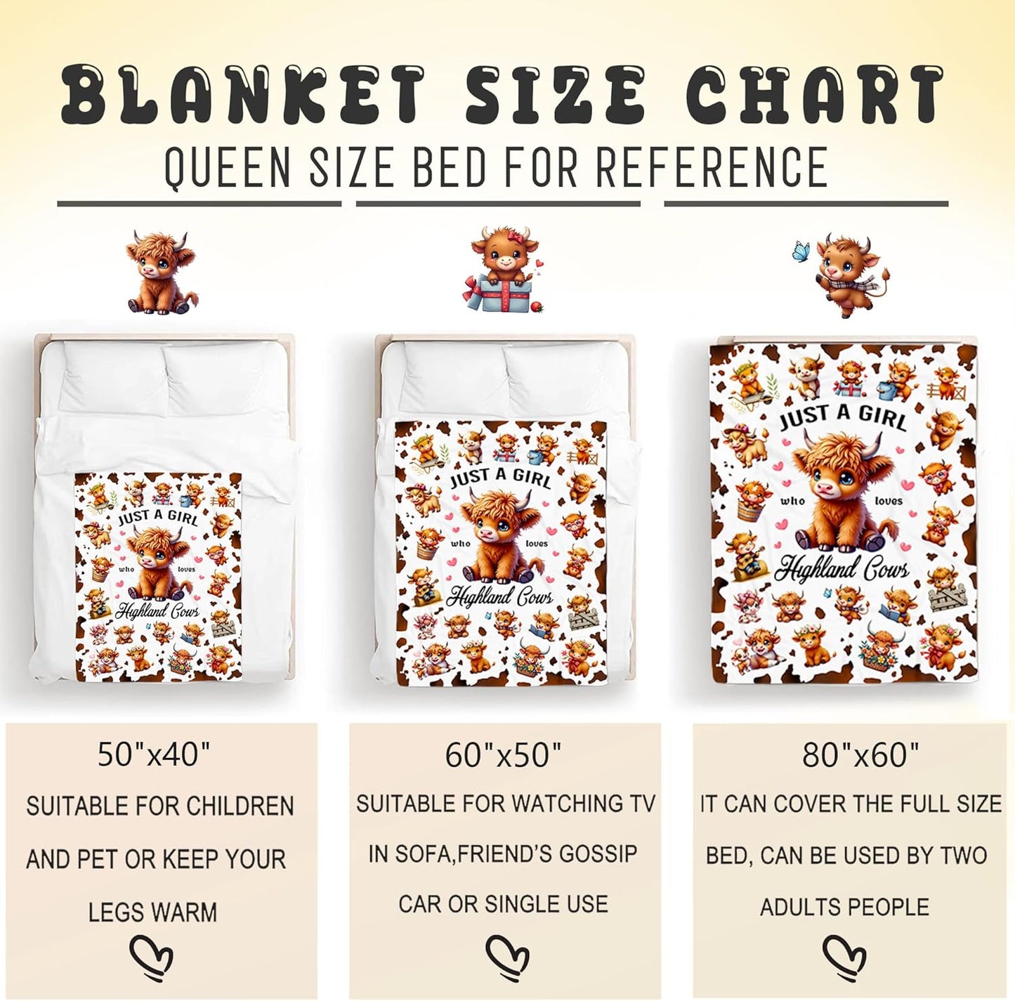 Highland Cow Blanket Gifts for Women Girls Ultra Soft Flannel Highland Cow Print Throw Blanket Cows Lovers Gifts Birthday Decor for Kids Adults Stuff 50"x40"