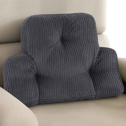 Lumbar Support Pillow for Recliner, Large Back Support Pillow for Office Chair, Tufted Corduroy Back Cushion for Elderly, Lower Back Pain Relief, Ideal for Sofa & Couch, Dark Grey