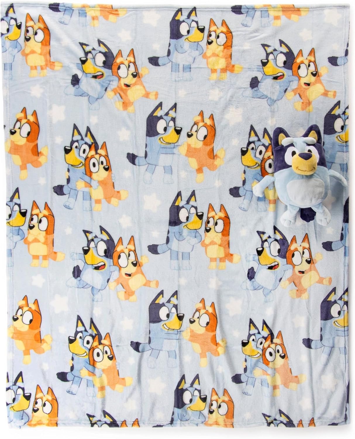 Northwest Bluey Busy Puppies Silk Touch Throw Blanket 40 x 50 and Character Hugger Pillow Set