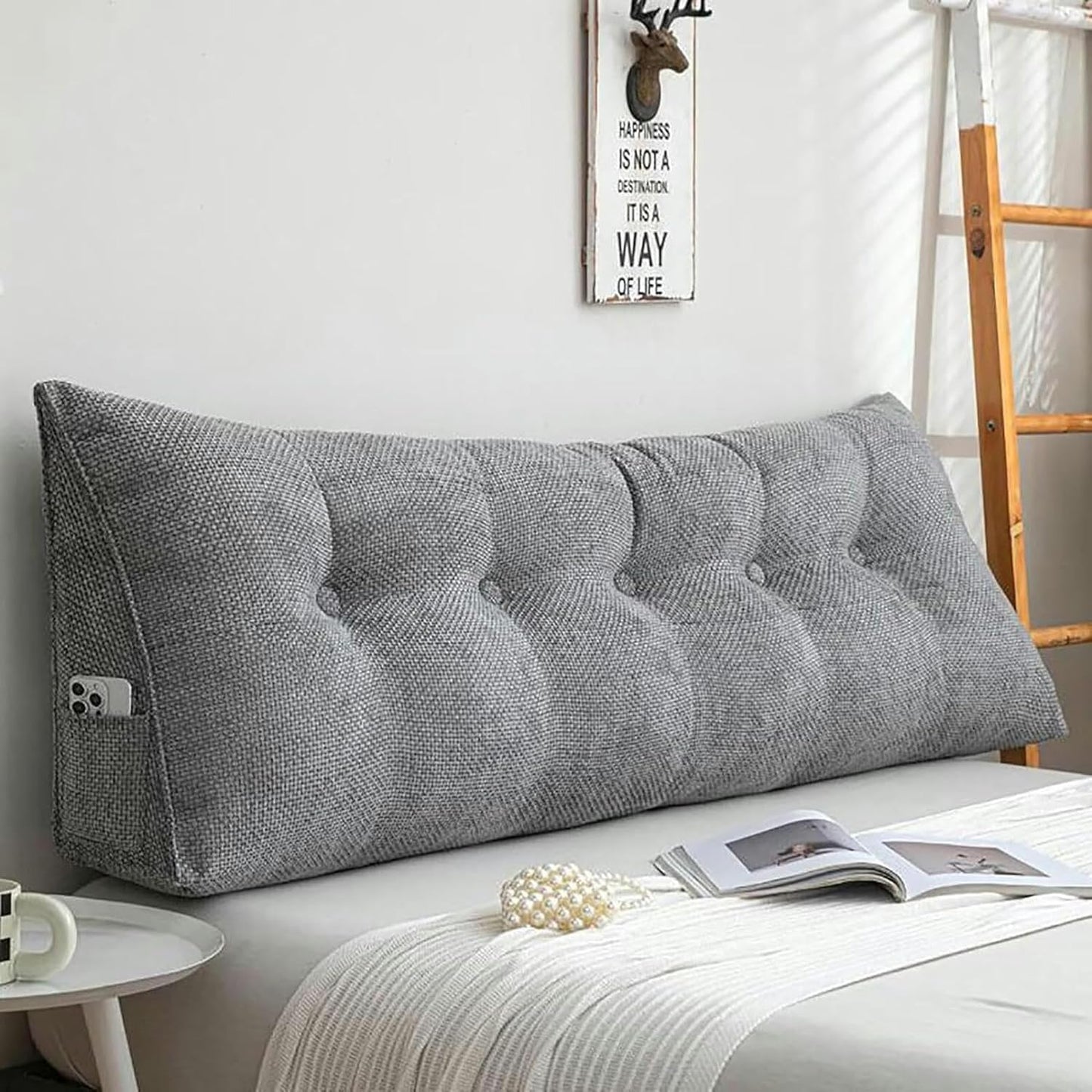 Large Headboard Pillow Headboard Wedge Pillow Bed Rest Reading Pillow Bolster Triangular Pillow Backrest Positioning Support Long Pillow for Daybed, Full-47x20x8in