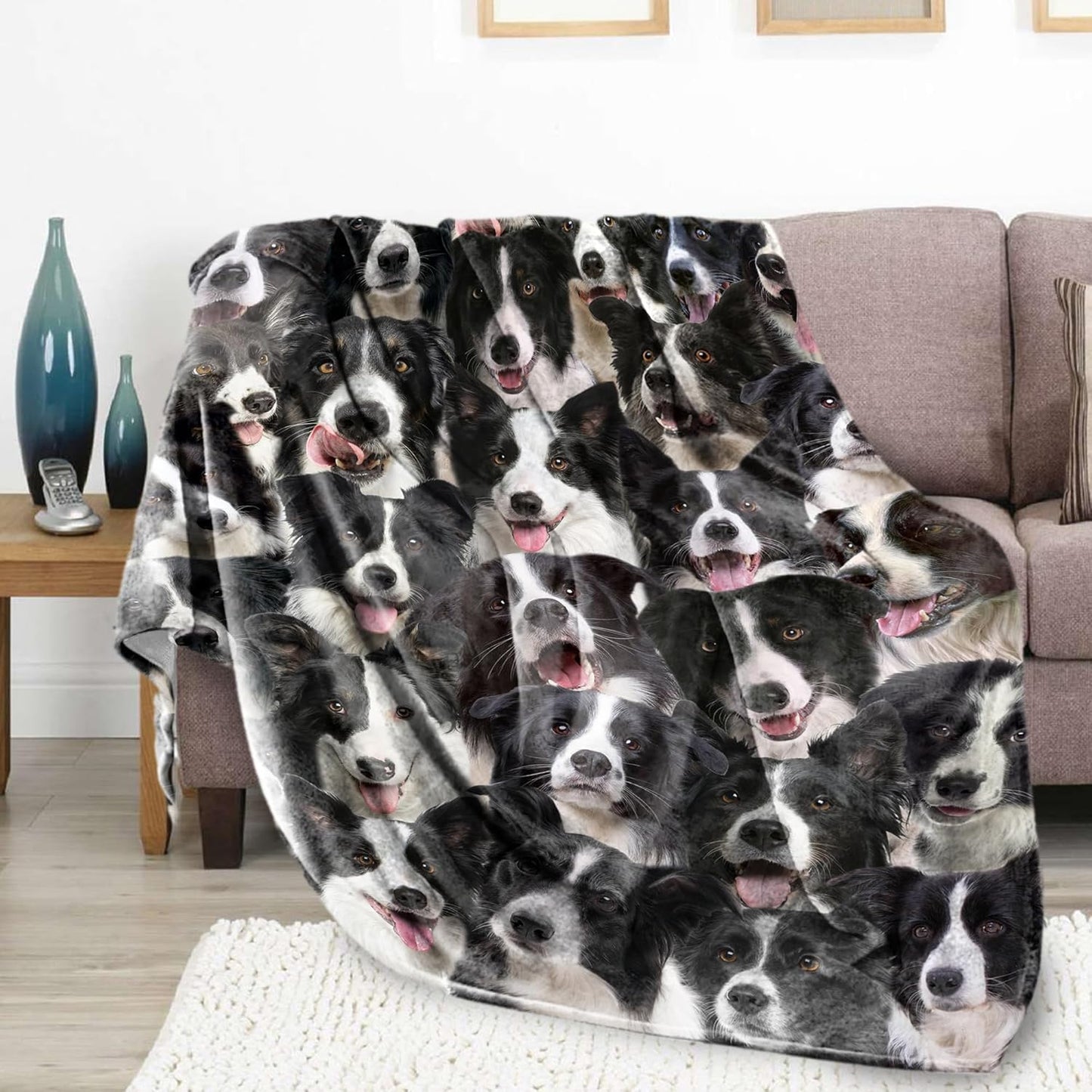 Border Collie Dog Throw Blanket,Border Collie Gifts for Dog Lovers,Flannel Blanket for Dog Mom Dad,Soft Blankets for Sofa Bed,Gifts for Kid Girls Boys Halloween Christmas,40" x 50"