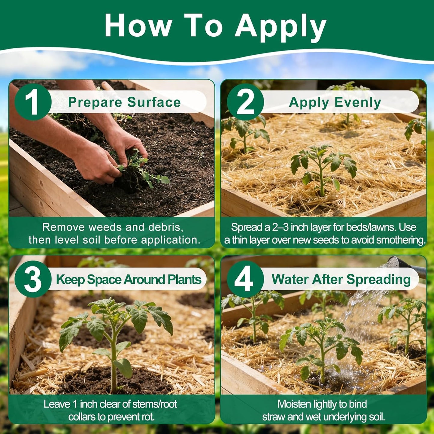 PJT Organic Garden Straw,Biodegradable Straw Mulch for Vegetable Garden,Hay for Grass Seed Covering,Mulch for Landscaping Seed Covering,Thoroughly Cleaned and Weed Seed Free(0.5 cu ft,4 lbs)