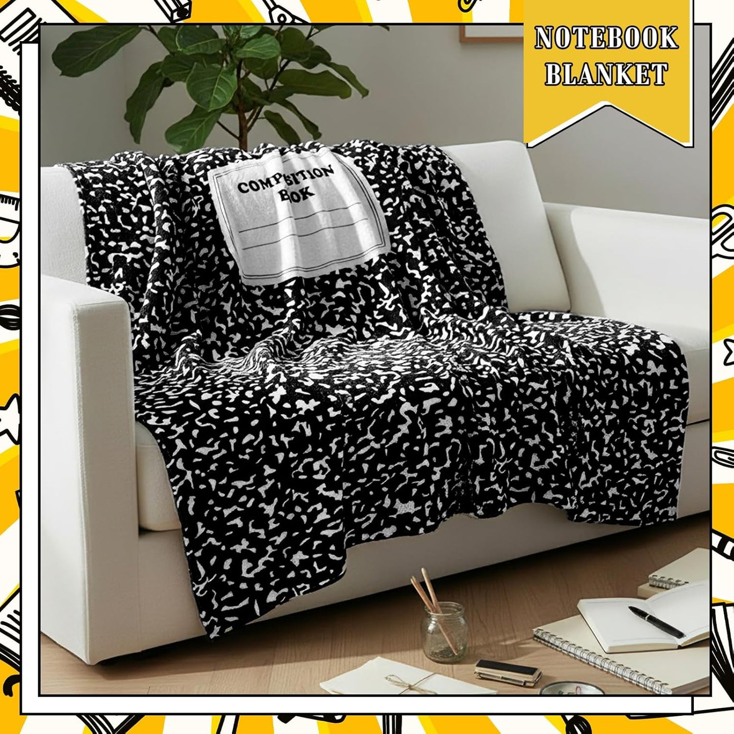 Moukeren Graduation Teacher Gifts for Women Men 60 x 50 Inches Composition Notebook Teacher Blanket Appreciation Gifts Funny Presents Blanket from Students for Educators Mentors Couch Room Sofa