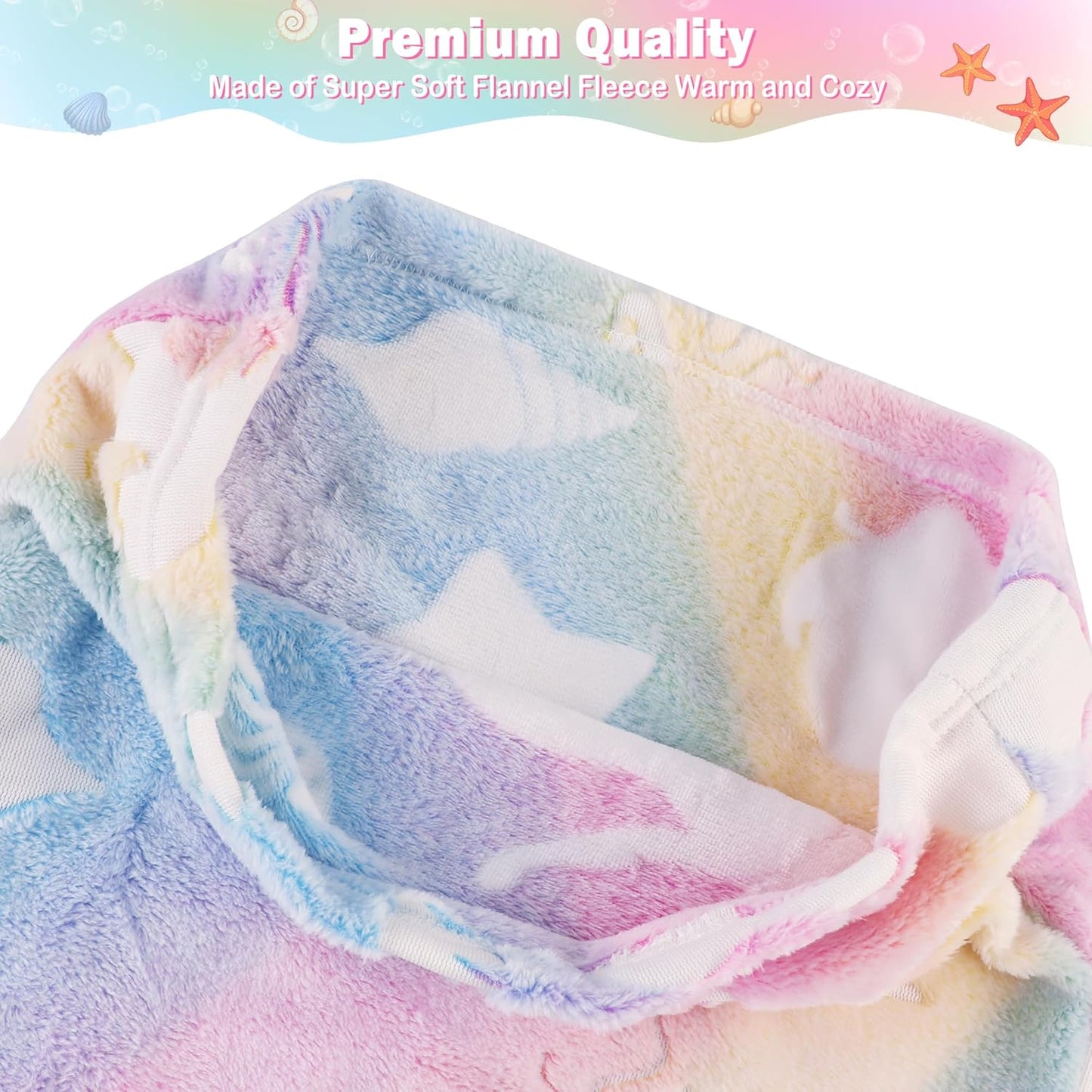 Viviland Kids Mermaid Tail Blanket - Mermaid Tail Blankets Glow in The Dark - Flannel Mermaid Blanket Gifts for Girls - Luminous Unicorn Super Soft Tie Dye Girls - Multicolor Jellyfish 17"×39"