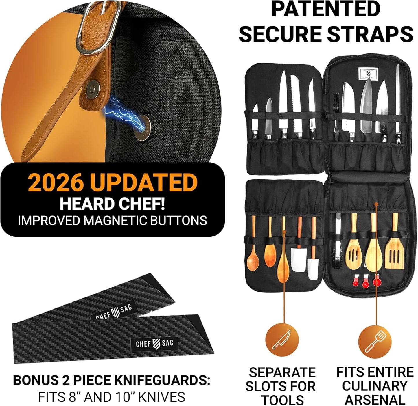 Chef Knife Bag Vintage Backpack | 30+ Pockets for Knives and Chef Tools | Knife Carrying Case with Hidden Back Pocket for Tablet | Sturdy Knife Bag for Chefs & Culinary Students (Heather Grey)