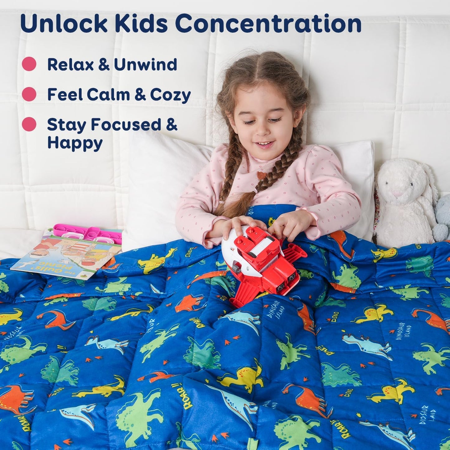 Kivik Weighted Blanket 7 lbs, 41" x 60" Blue Dinosaur Weighted Blankets for Small Single/Twin Size Bed, All-Season Breathable Soft Cozy Cute Heavy Throw Blanket for Calming & Sleep, Washable