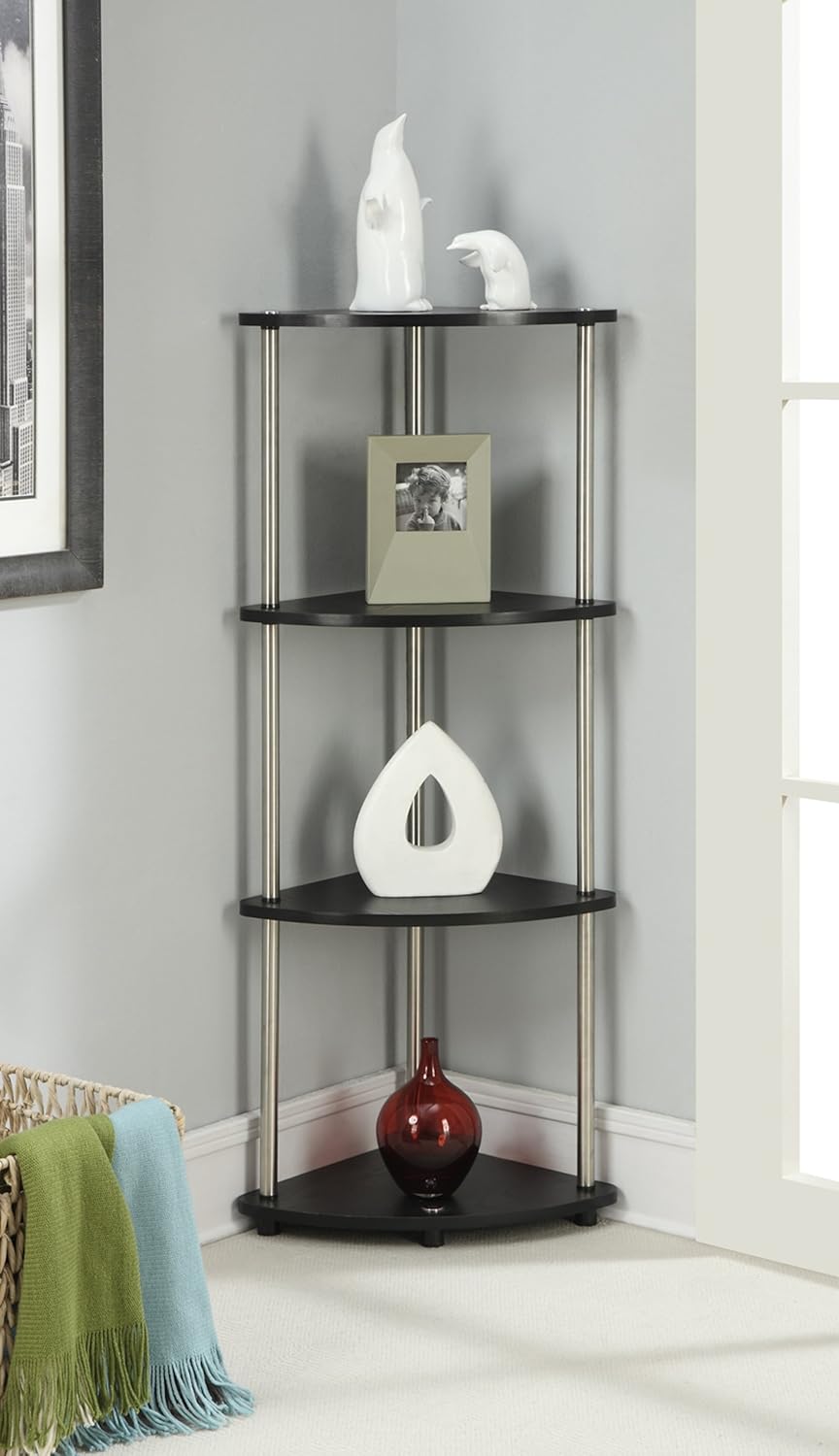 Convenience Concepts Designs2Go 4 Tier Corner Shelf, Black