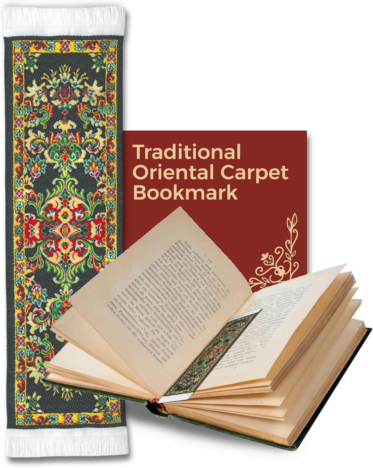 Oriental Carpet Bookmarks Kajara - Authentic Woven Carpet - Rug Bookmarks - Beautiful, Elegant, High Quality, Woven Cloth! Best Gifts for Men Women Adults Teens Teachers & Librarians!