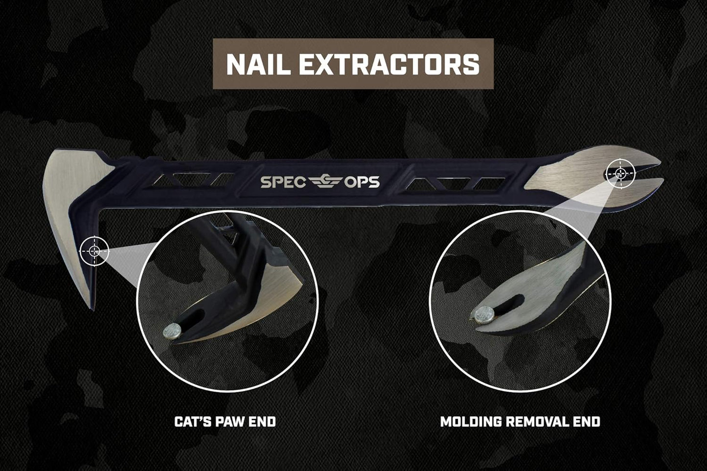 Spec Ops Tools 10" Nail Puller Cats Paw Pry Bar, High-Carbon Steel, 3% Donated to Veterans,