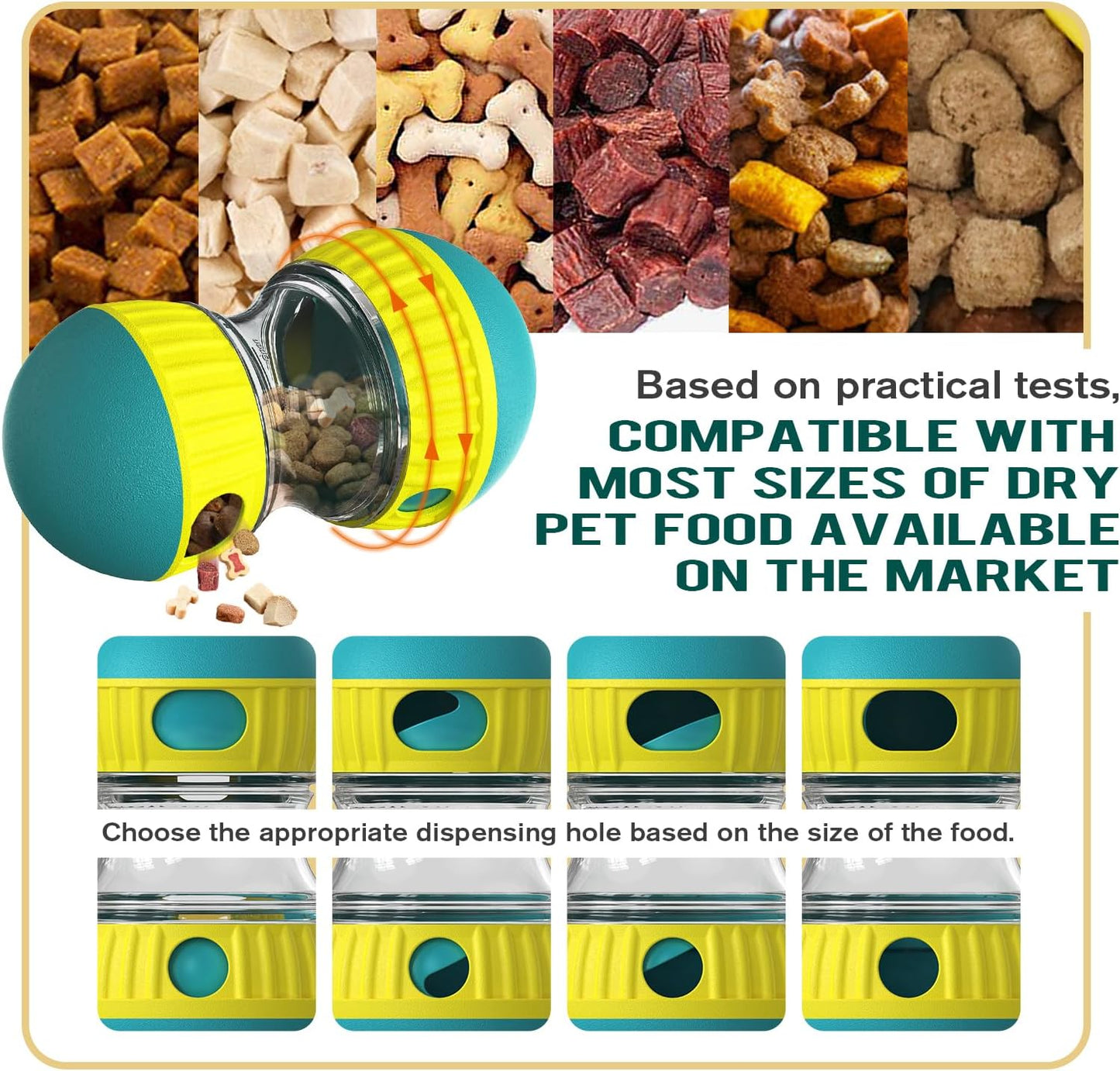 Adjustable Treat Dispensing Dog Toy, Puzzle & Enrichment, Tough Slow Feeder, Food Dispenser, Interactive Chase Toys for Small to Large Dogs, Green by BSISUERM