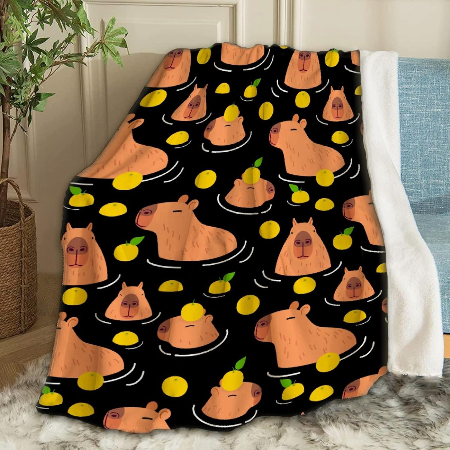 Capybara Throw Blanket Fannel Fleece Super Soft Funny Blanket Travel Throw Blanket for Bed Couch Sofa 40 x 50 Inch for Kid