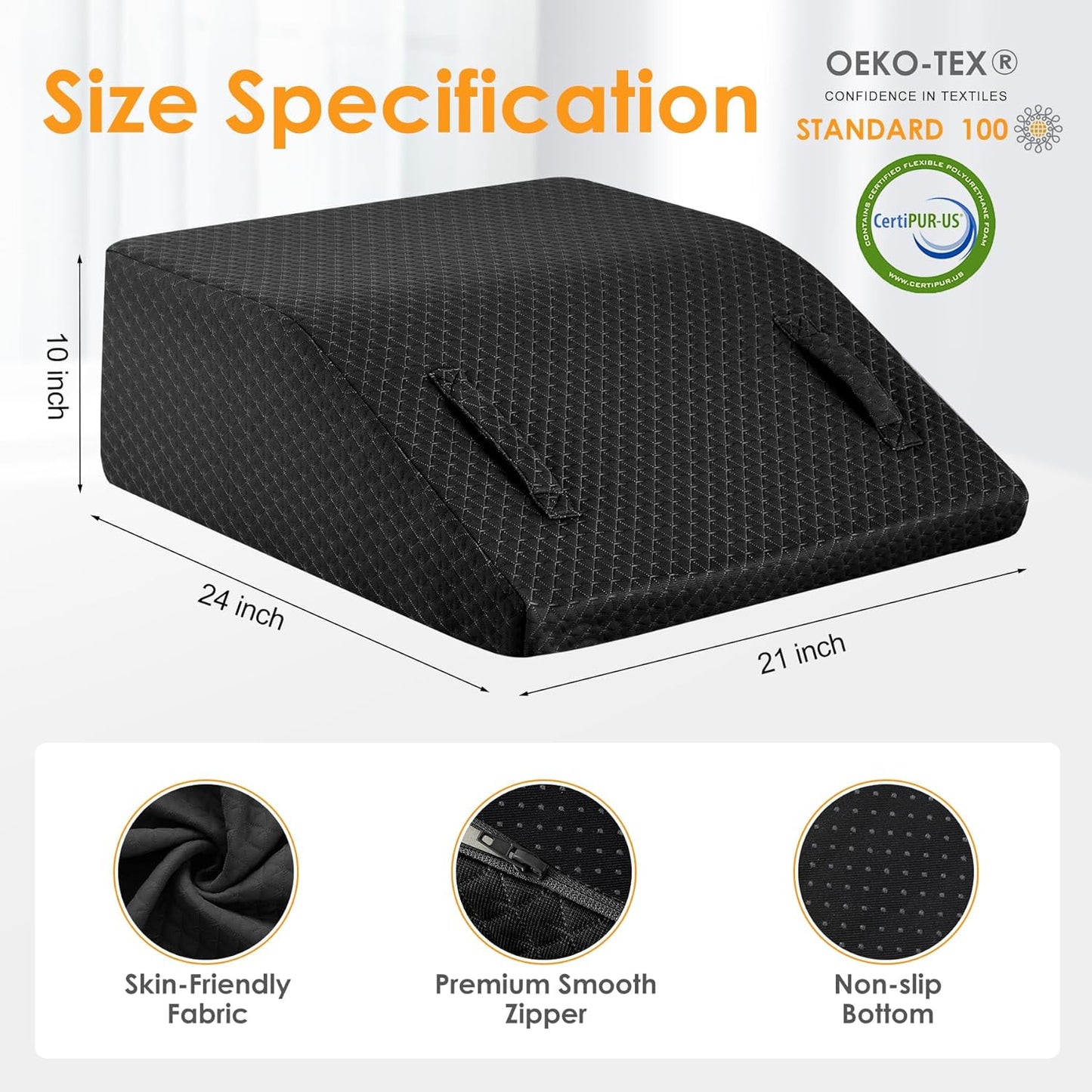 Leg Elevation Pillow for After Surgery, 10inch Foam Leg Elevating Pillow for Swelling and Blood Circulation, Leg Wedge Pillow for Sleeping, Knee Pillow for Knee Hip Ankle Pain Relief, Black